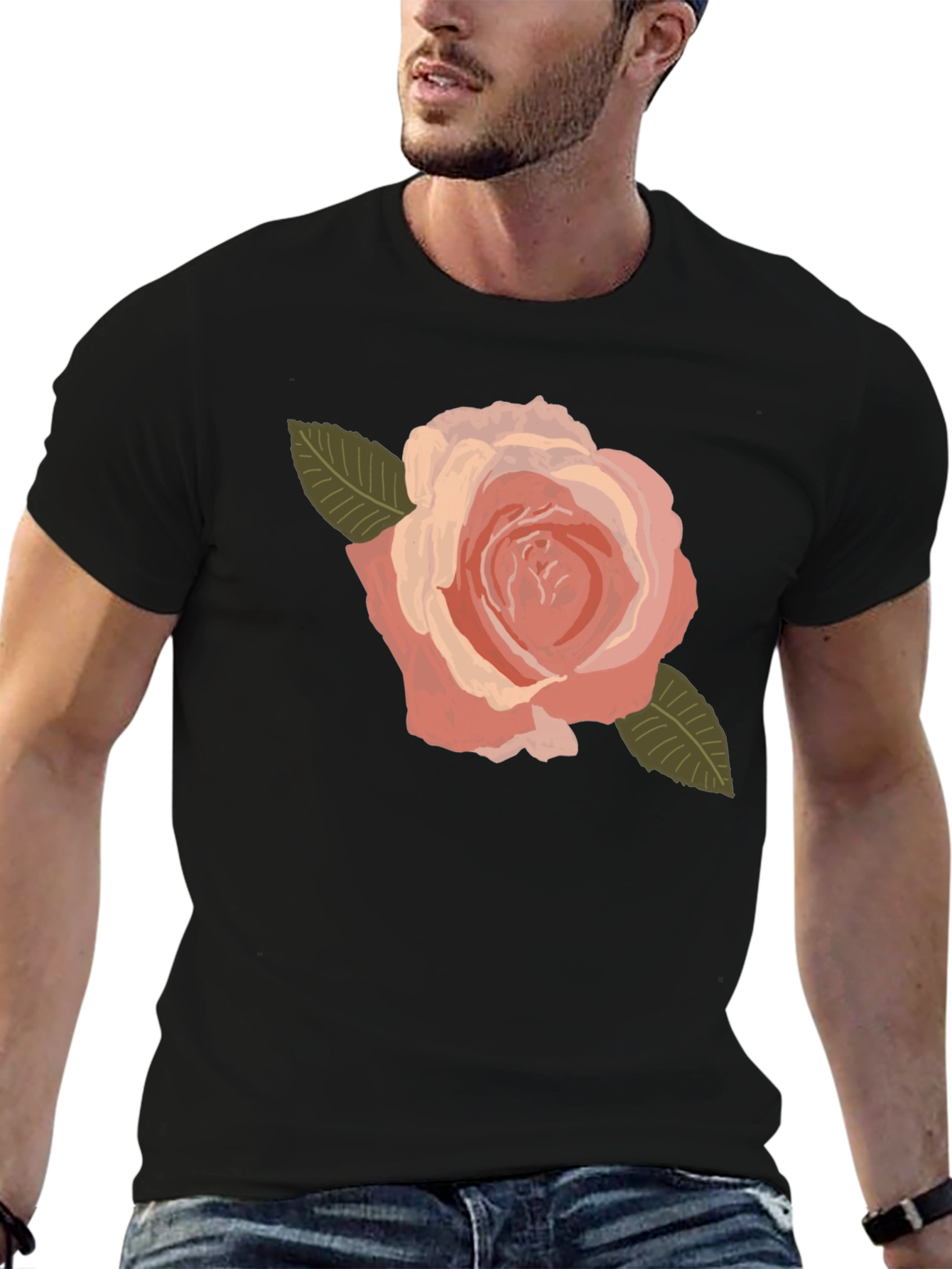 Floral Rose Graphic Tee - Soft Cotton Blend