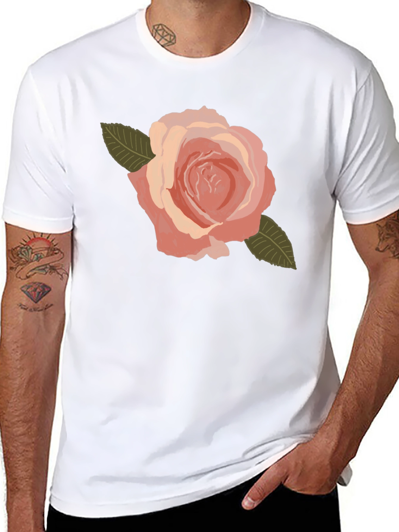 Floral Rose Graphic Tee - Soft Cotton Blend