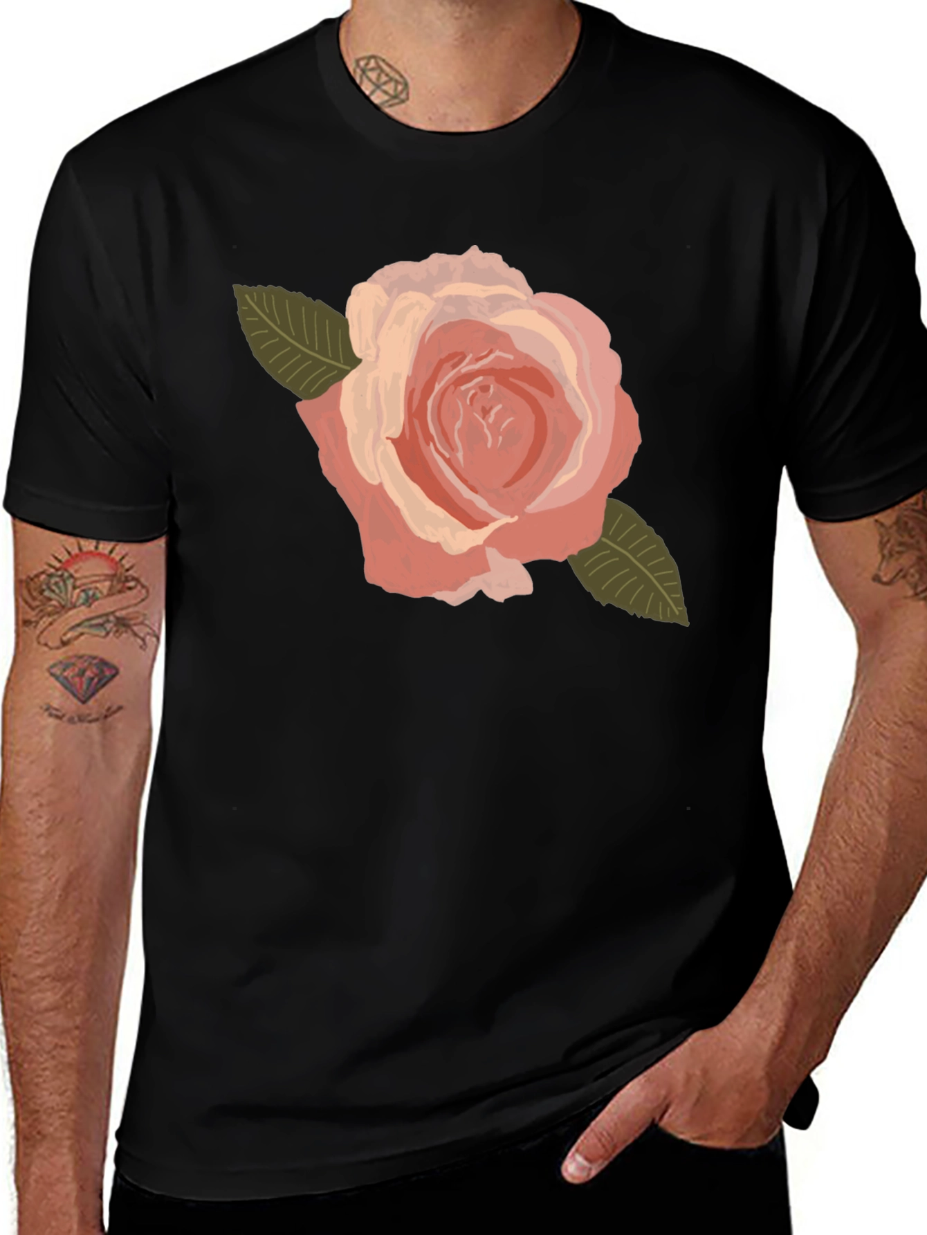 Floral Rose Graphic Tee - Soft Cotton Blend