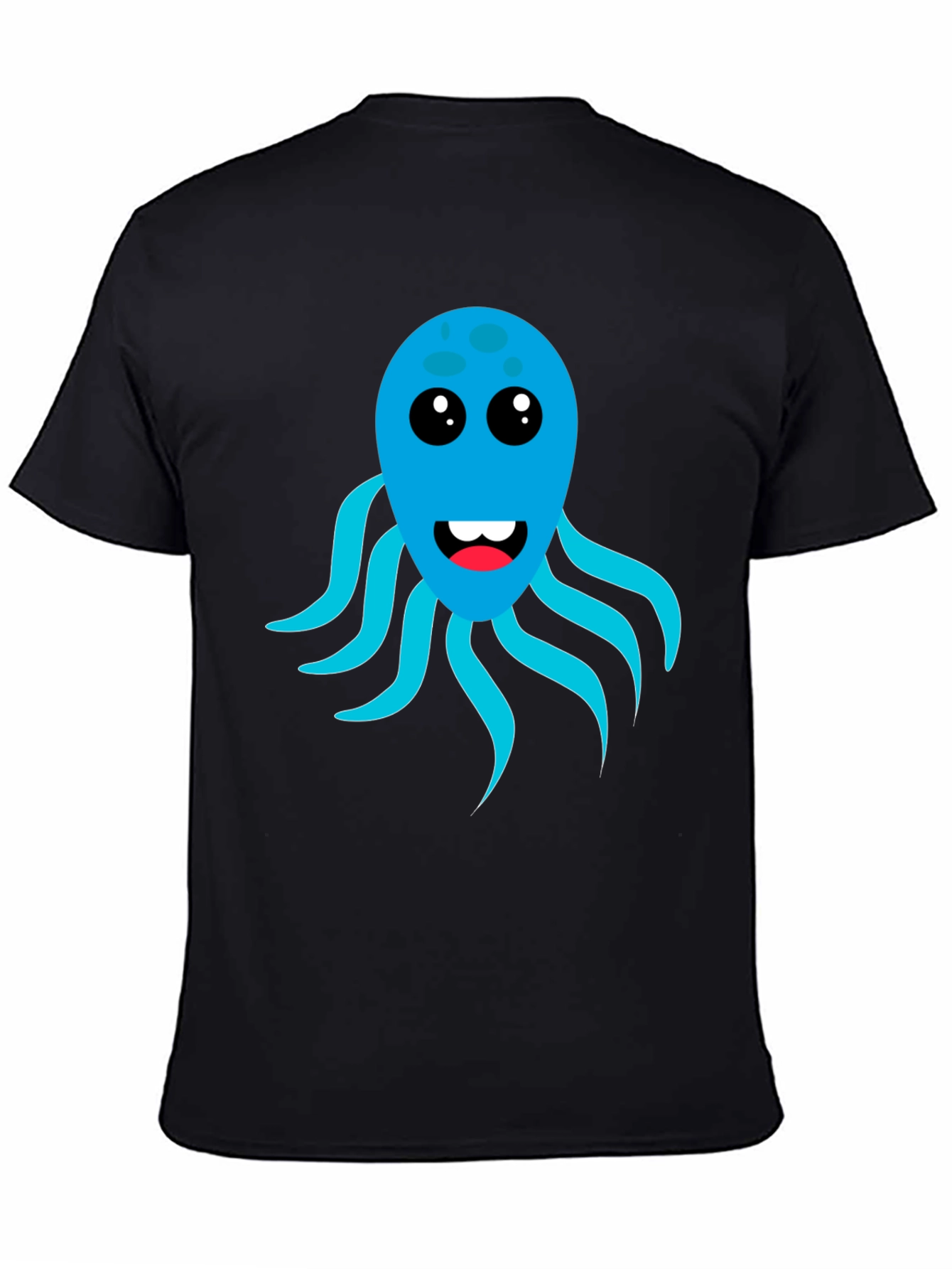 Cute Octopus Graphic Tee - Black Cotton Blend T-Shirt