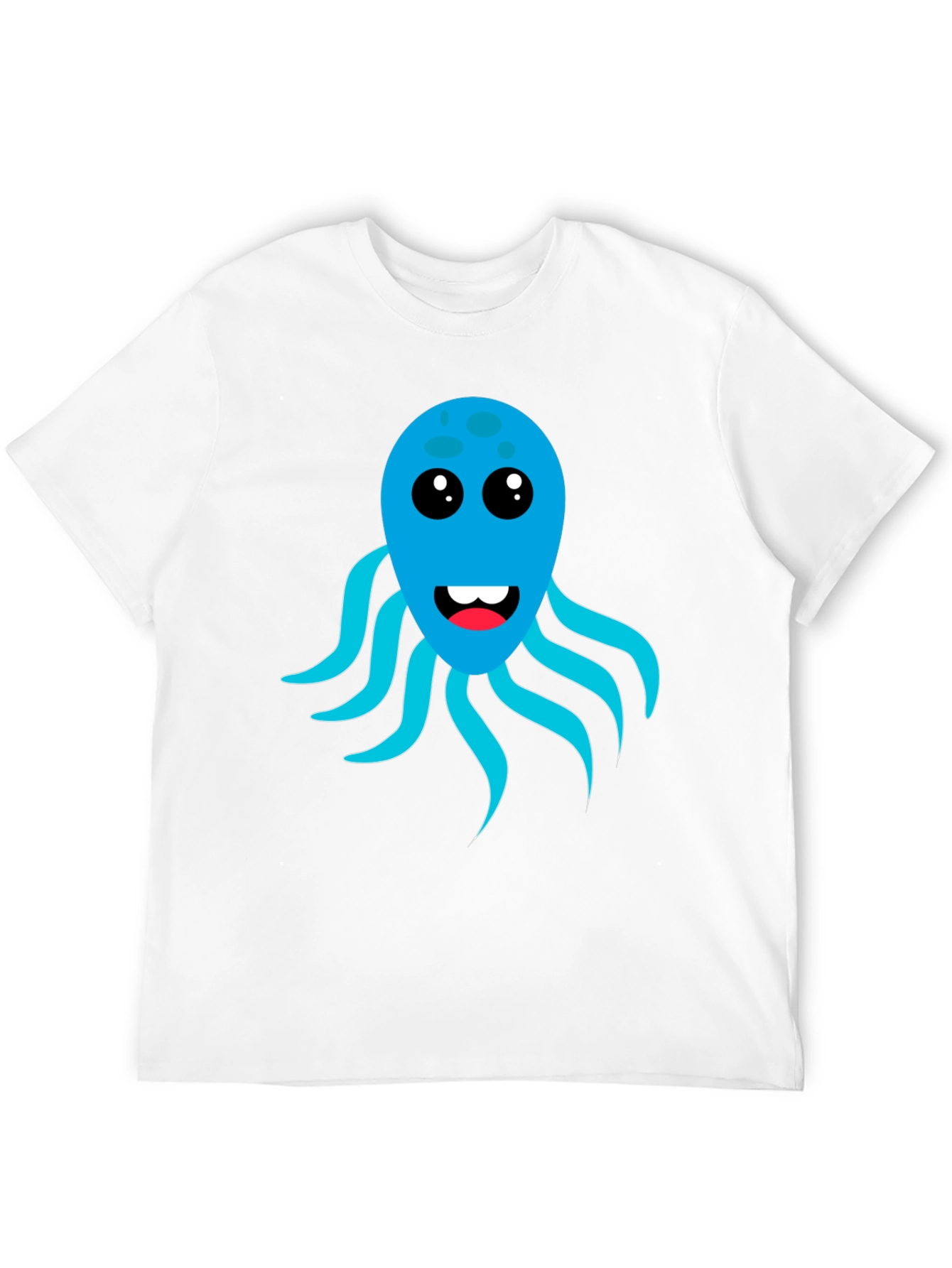 Cute Octopus Graphic Tee - Black Cotton Blend T-Shirt