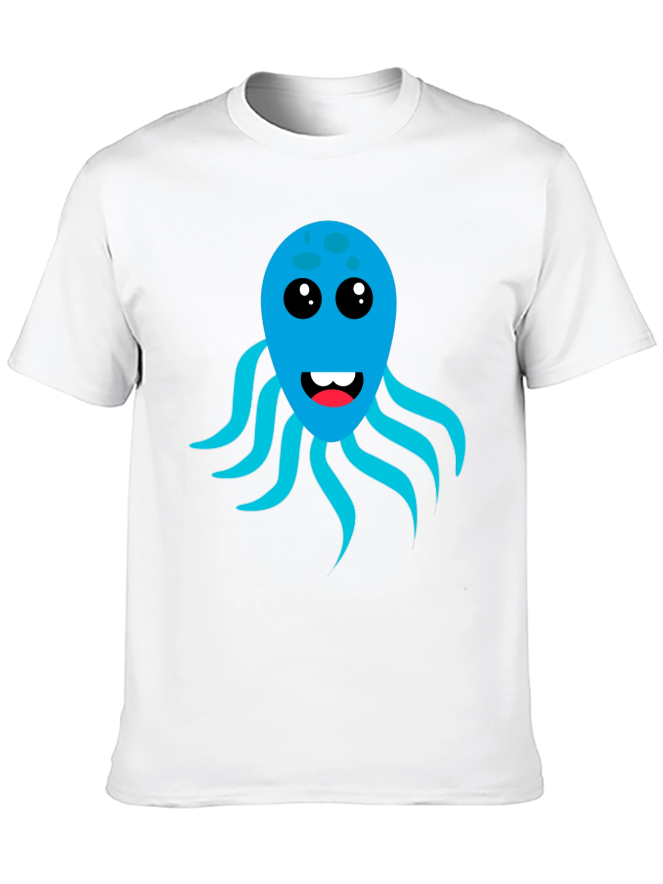 Cute Octopus Graphic Tee - Black Cotton Blend T-Shirt