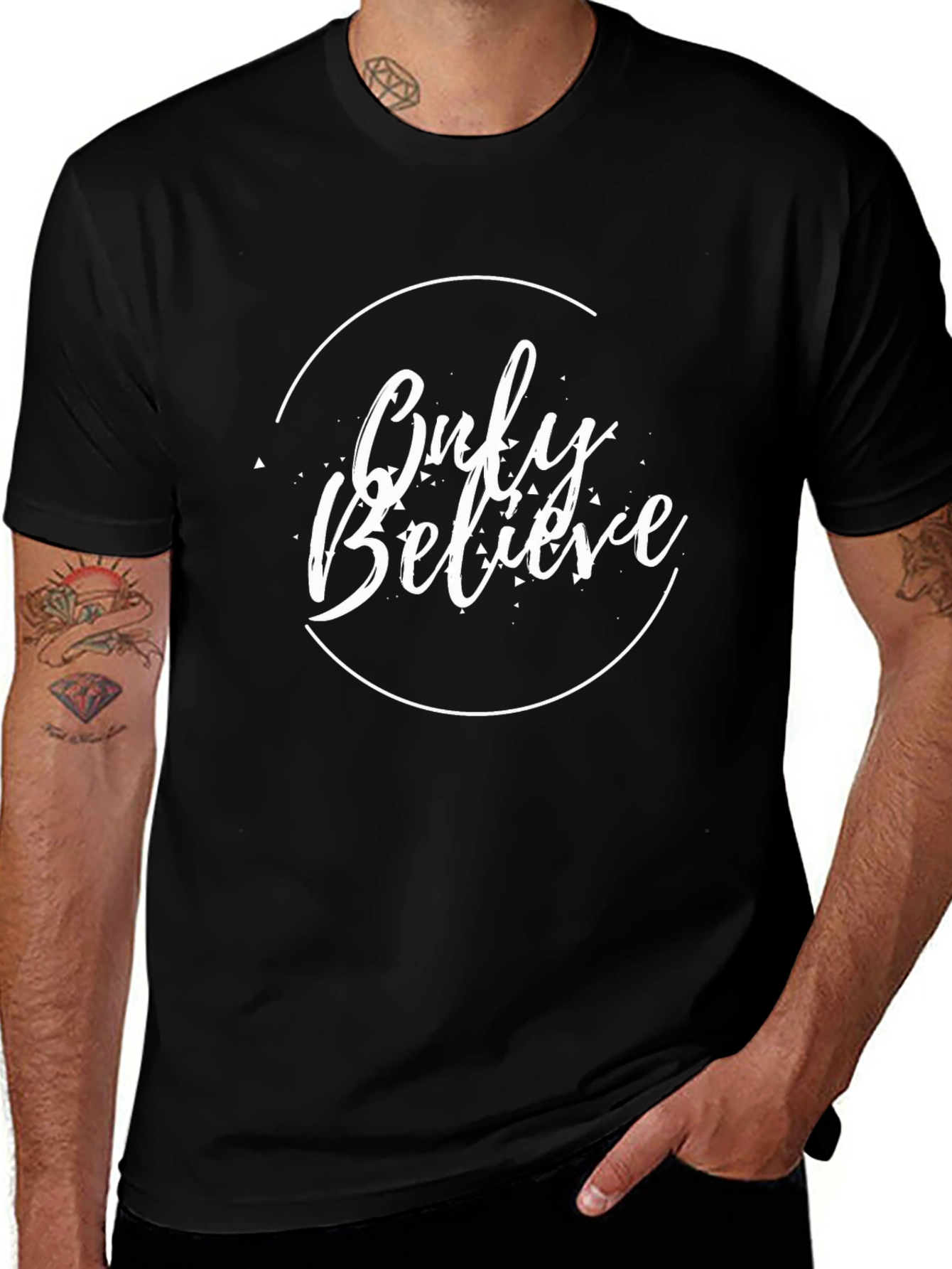 Only Believe Graphic Print Black T-Shirt