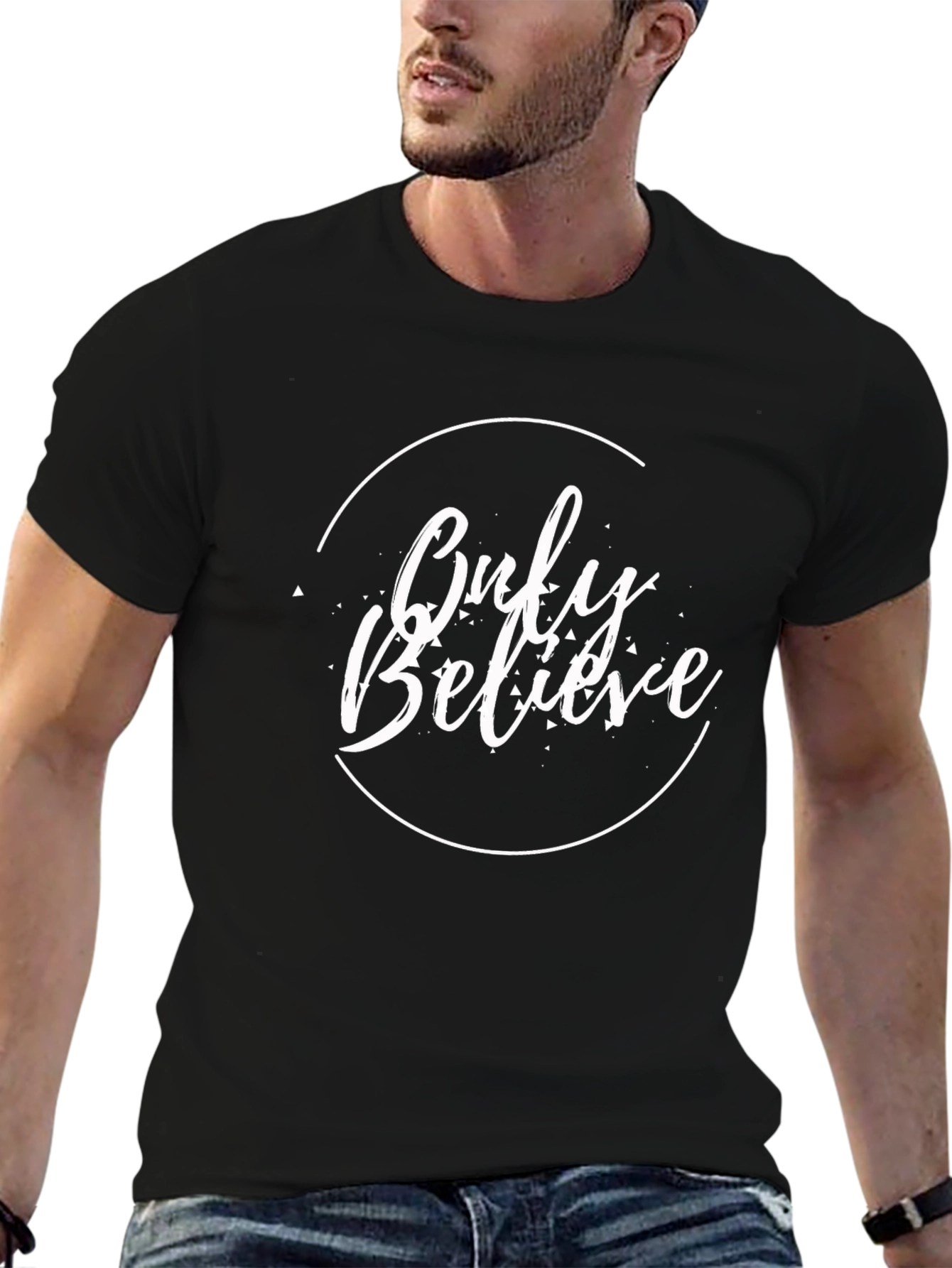 Only Believe Graphic Print Black T-Shirt