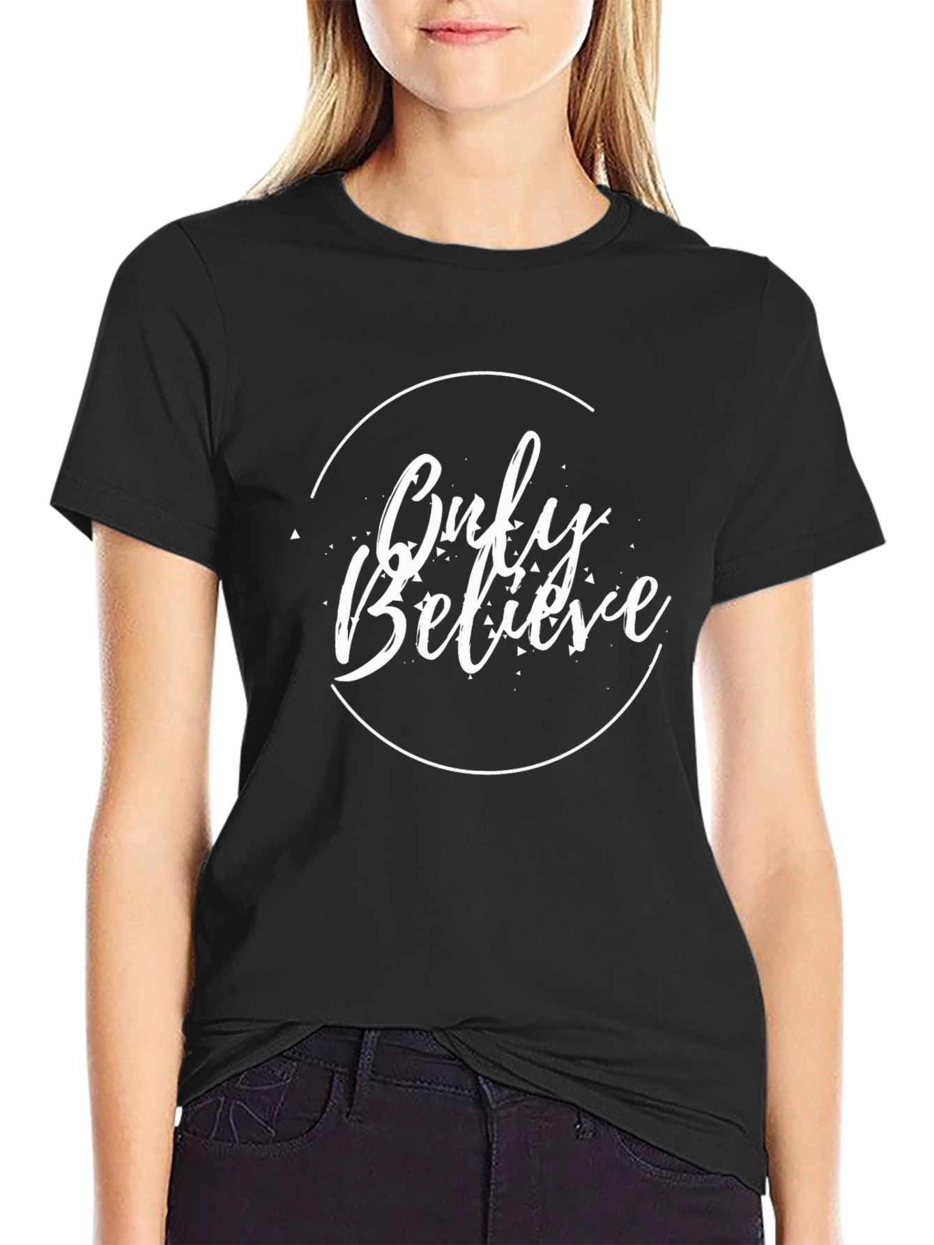 Only Believe Graphic Print Black T-Shirt
