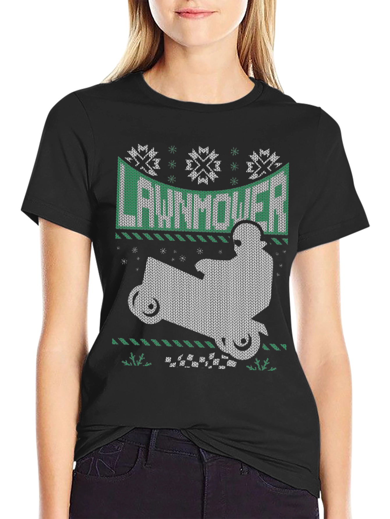 Lawnmower Ugly Christmas Sweater Style T-Shirt