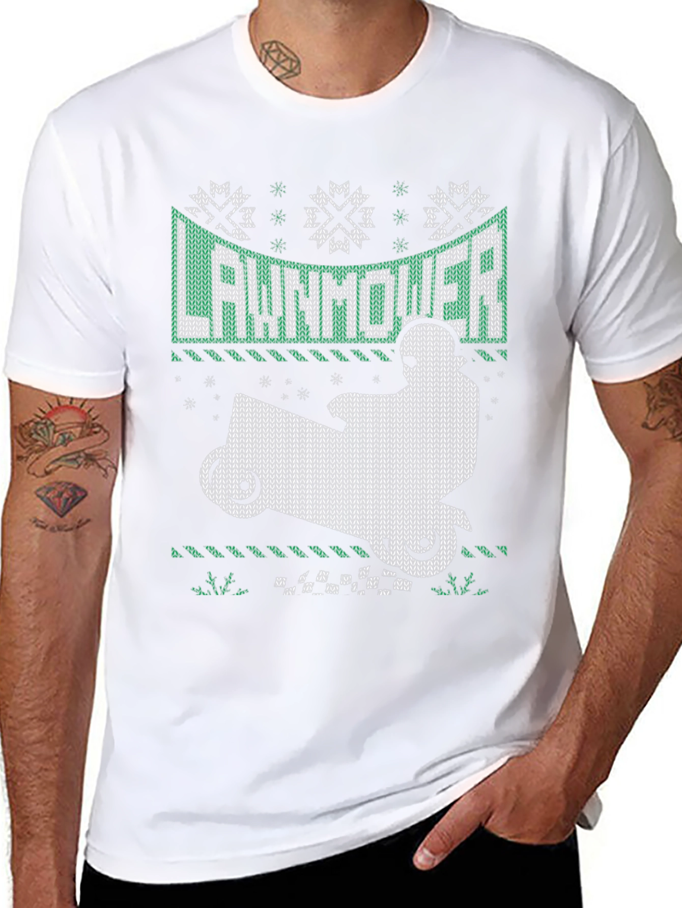 Lawnmower Ugly Christmas Sweater Style T-Shirt