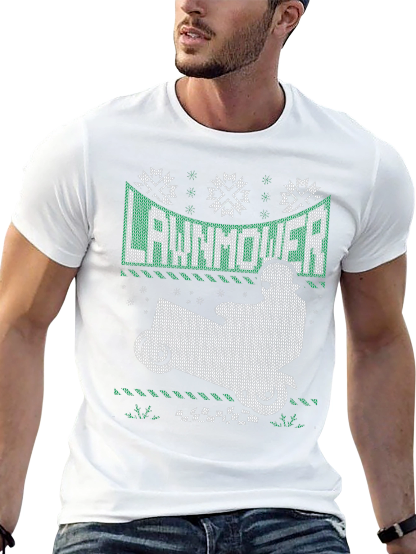 Lawnmower Ugly Christmas Sweater Style T-Shirt