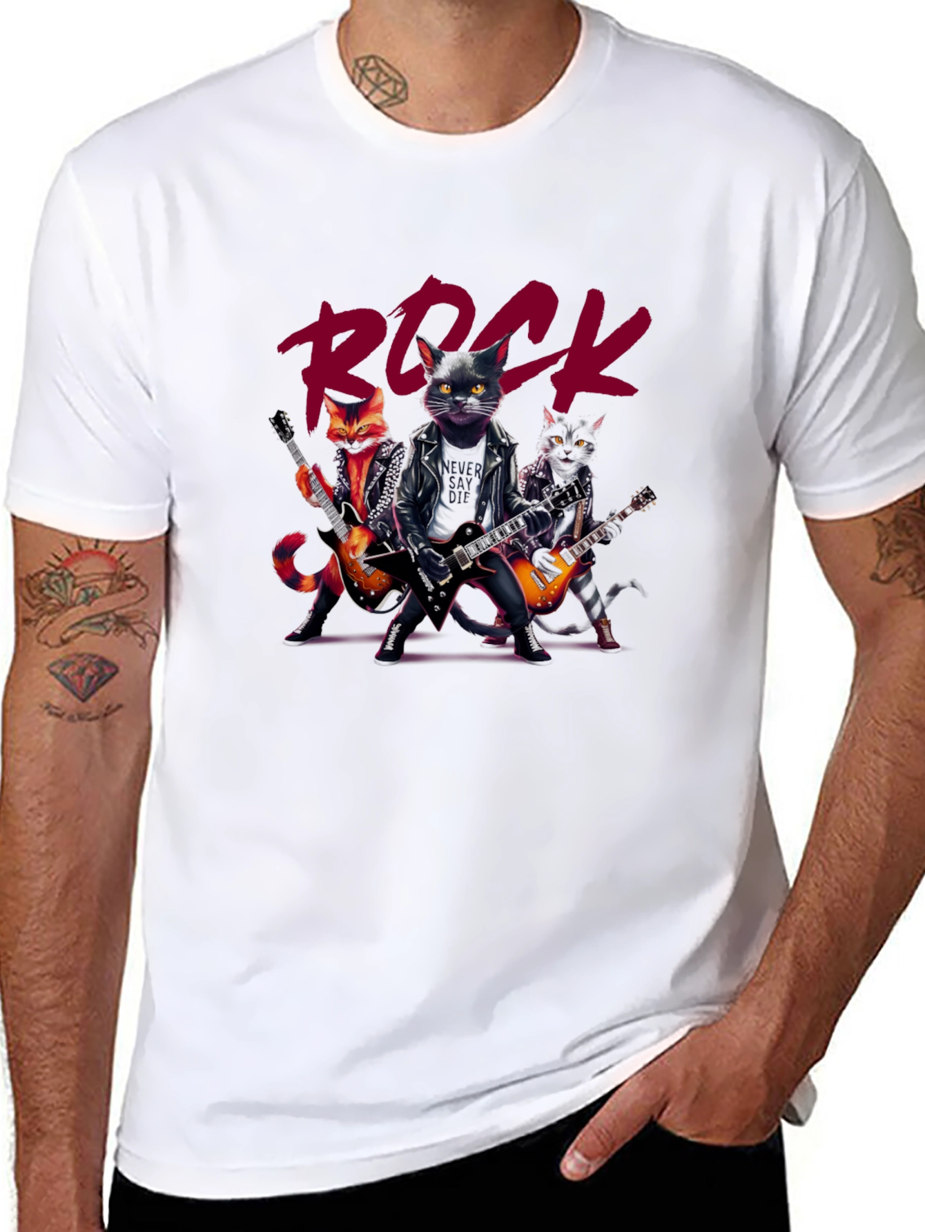 Rock Band Cats Graphic T-Shirt