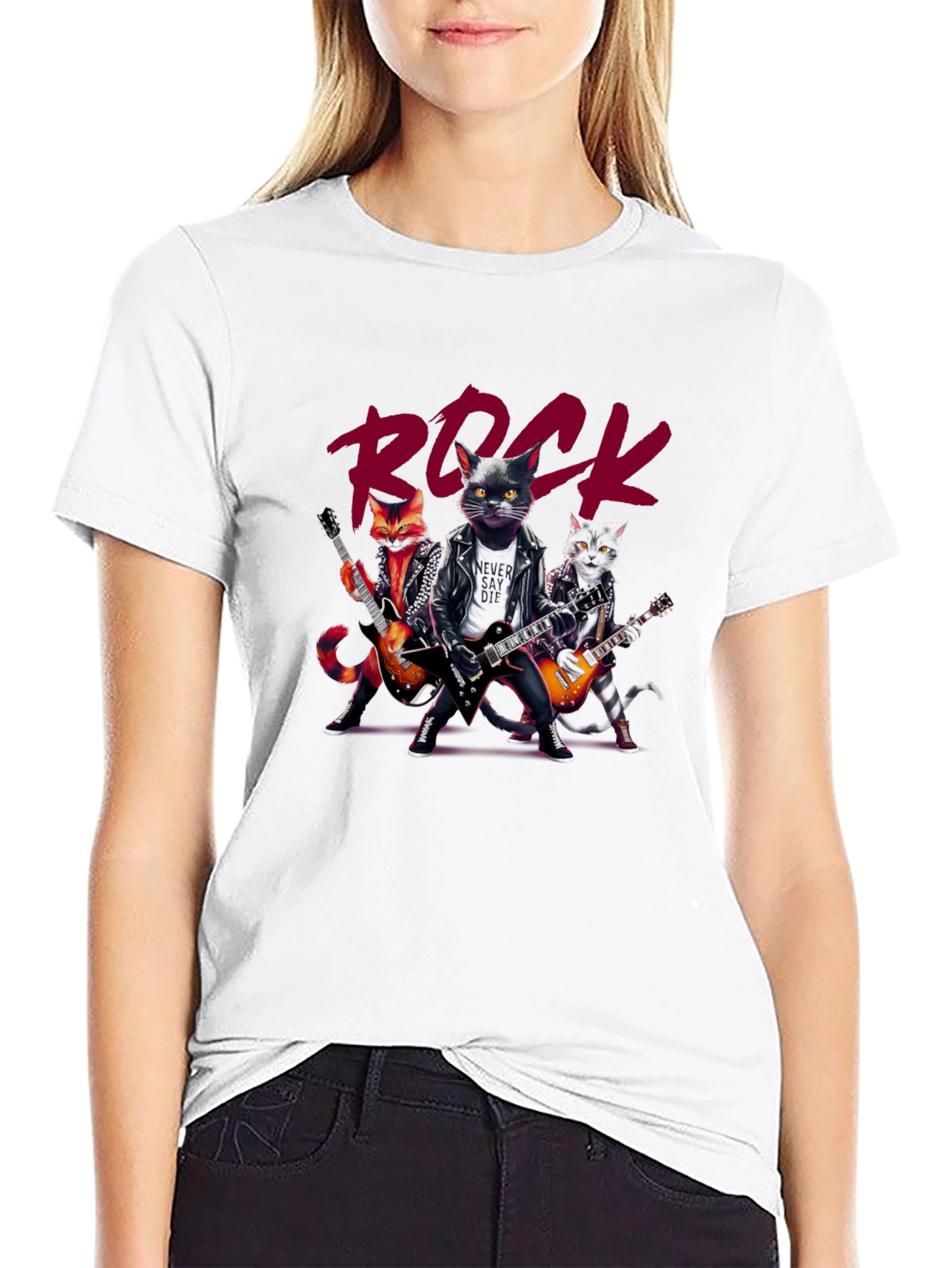 Rock Band Cats Graphic T-Shirt