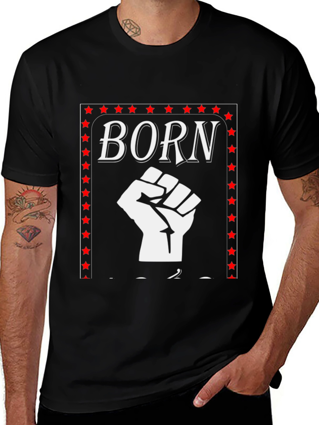 Born Fist Power Black Graphic Tee