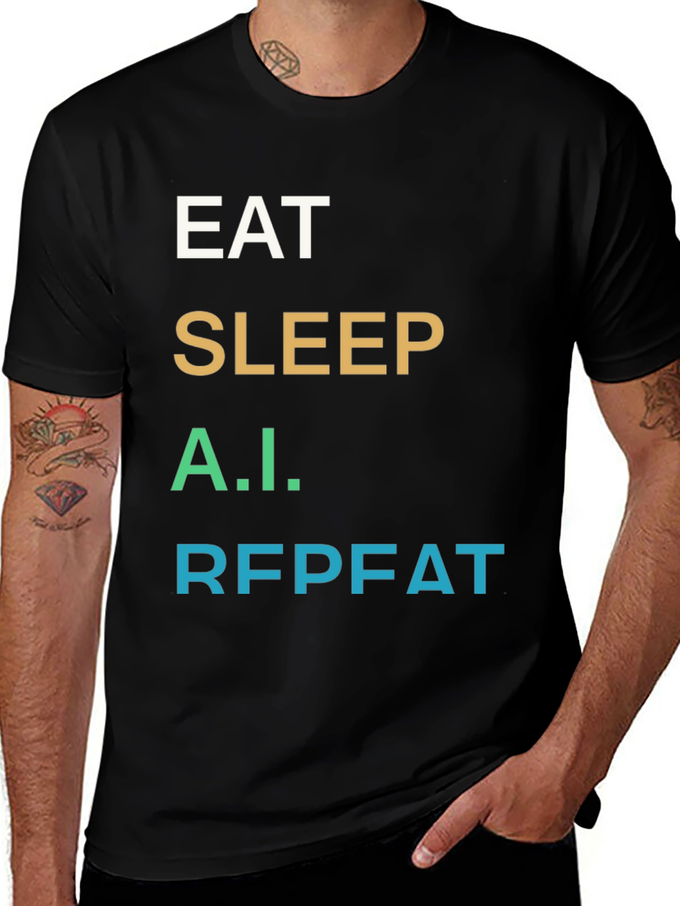 Eat Sleep A.I. Repeat Black T-Shirt