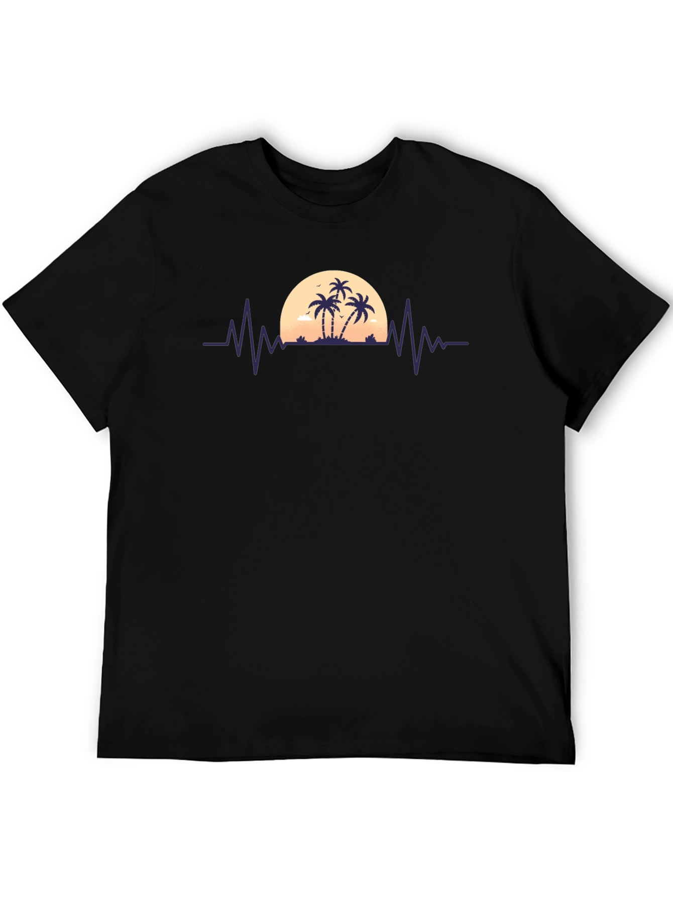 Sunset Palm Tree Heartbeat T-Shirt