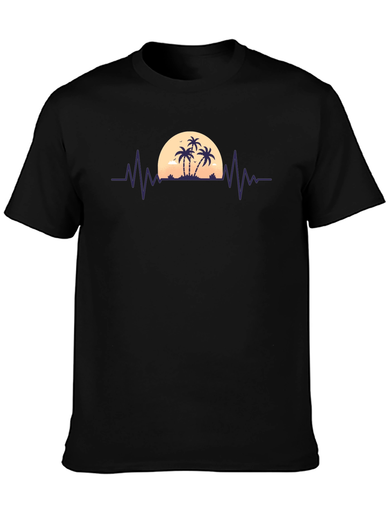 Sunset Palm Tree Heartbeat T-Shirt
