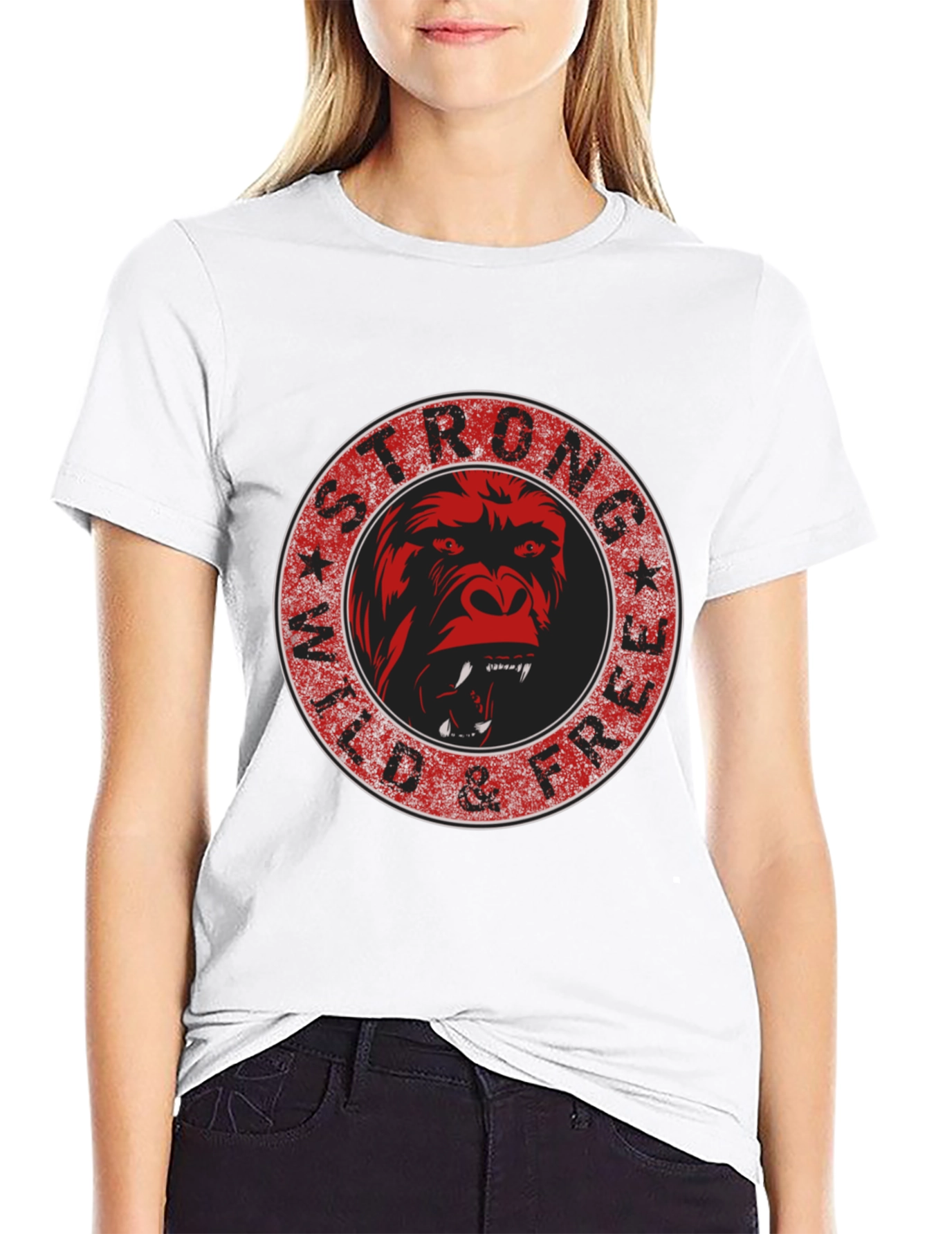 Strong Wild & Free Gorilla Graphic Tee