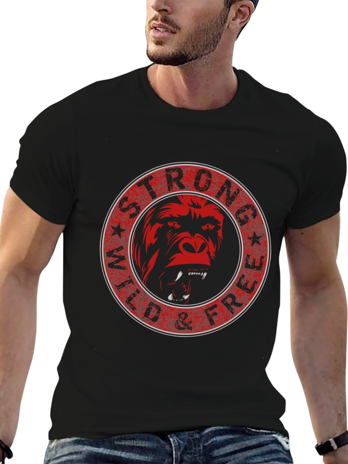 Strong Wild & Free Gorilla Graphic Tee