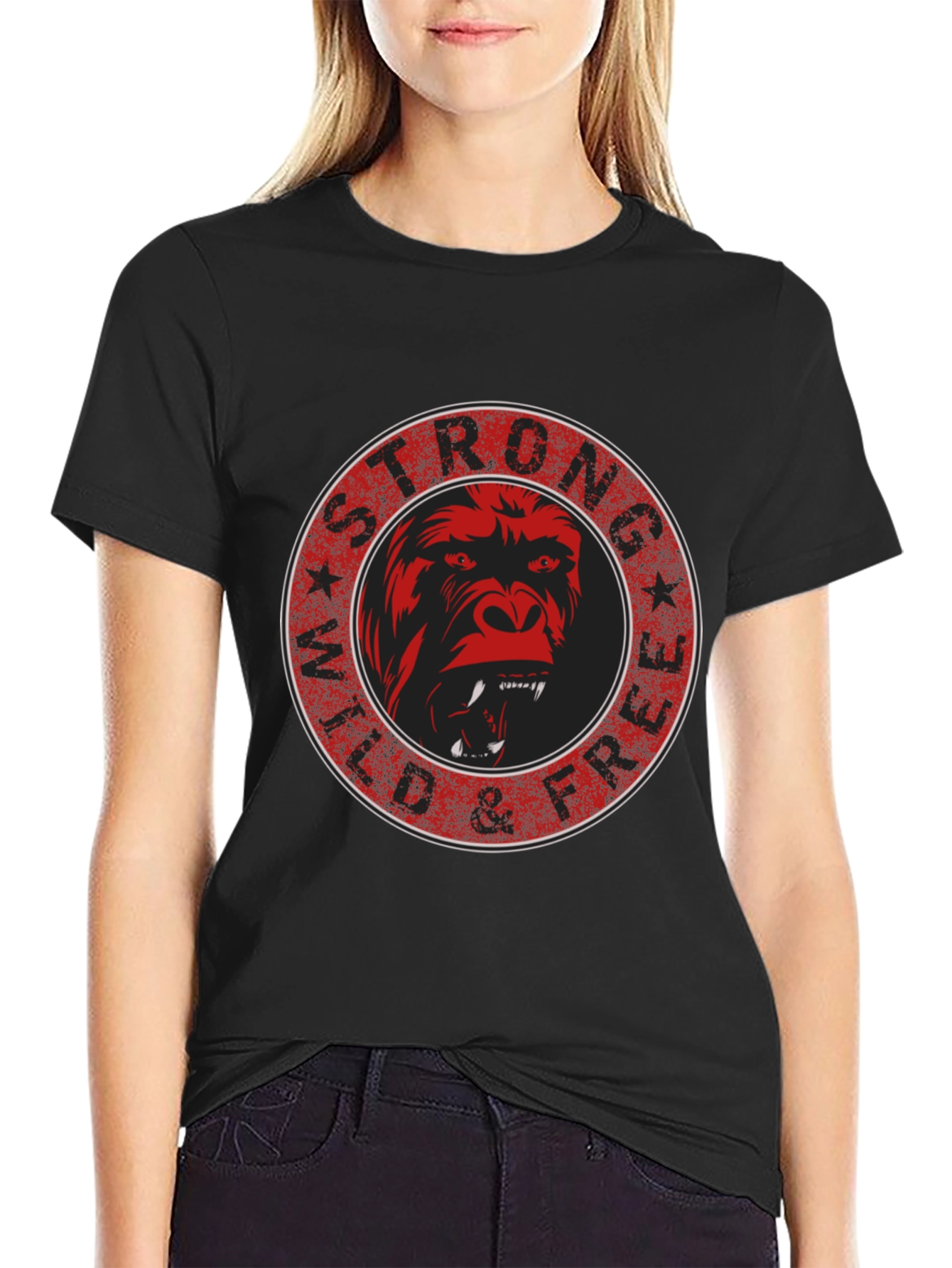 Strong Wild & Free Gorilla Graphic Tee