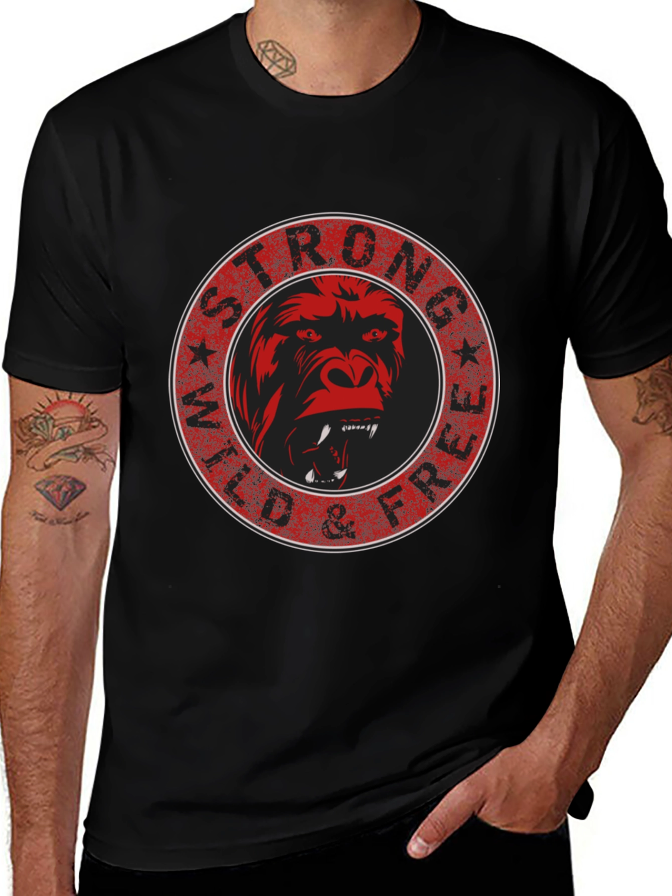 Strong Wild & Free Gorilla Graphic Tee