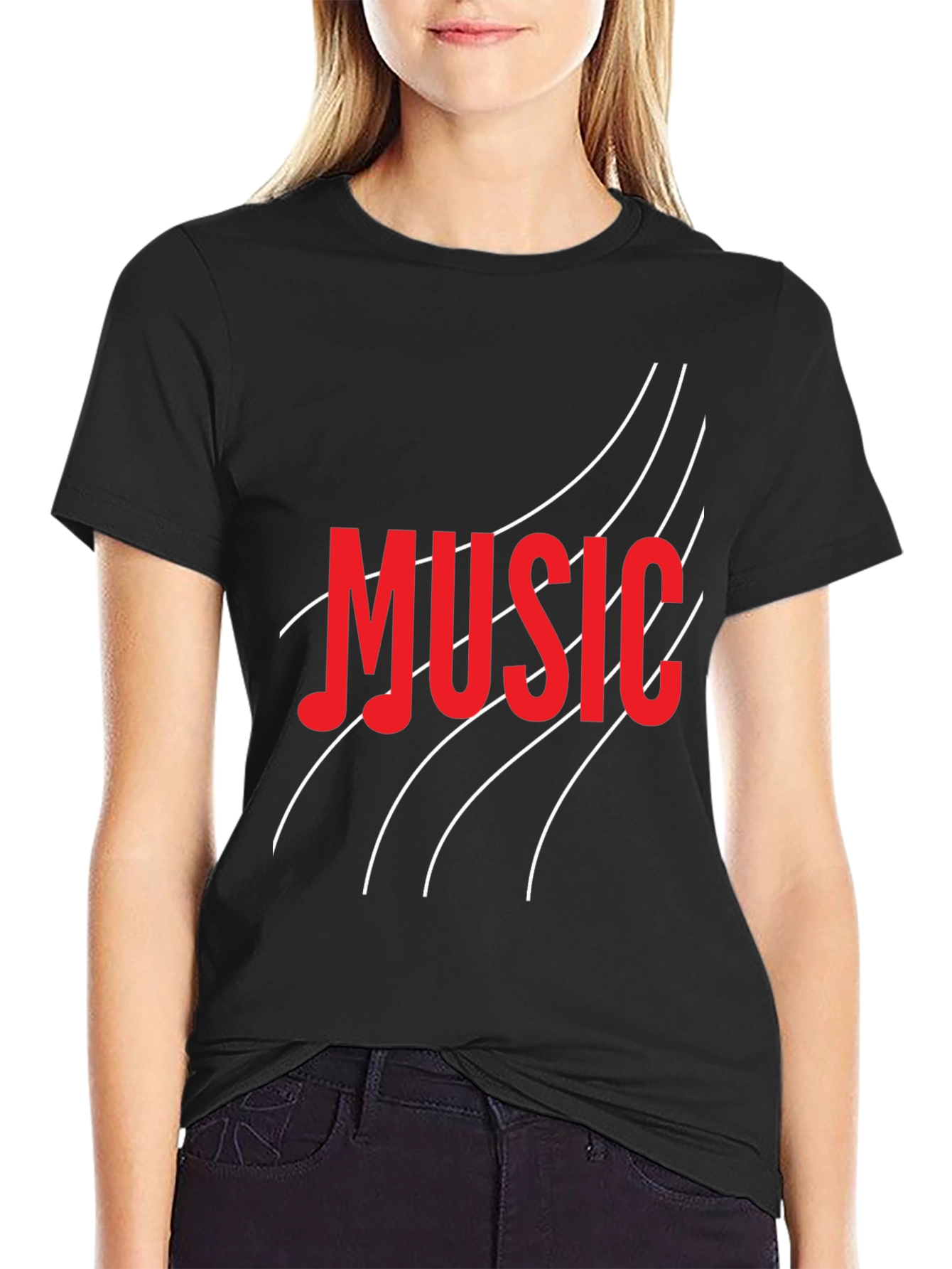 Music T-Shirt - Black Crew Neck Tee