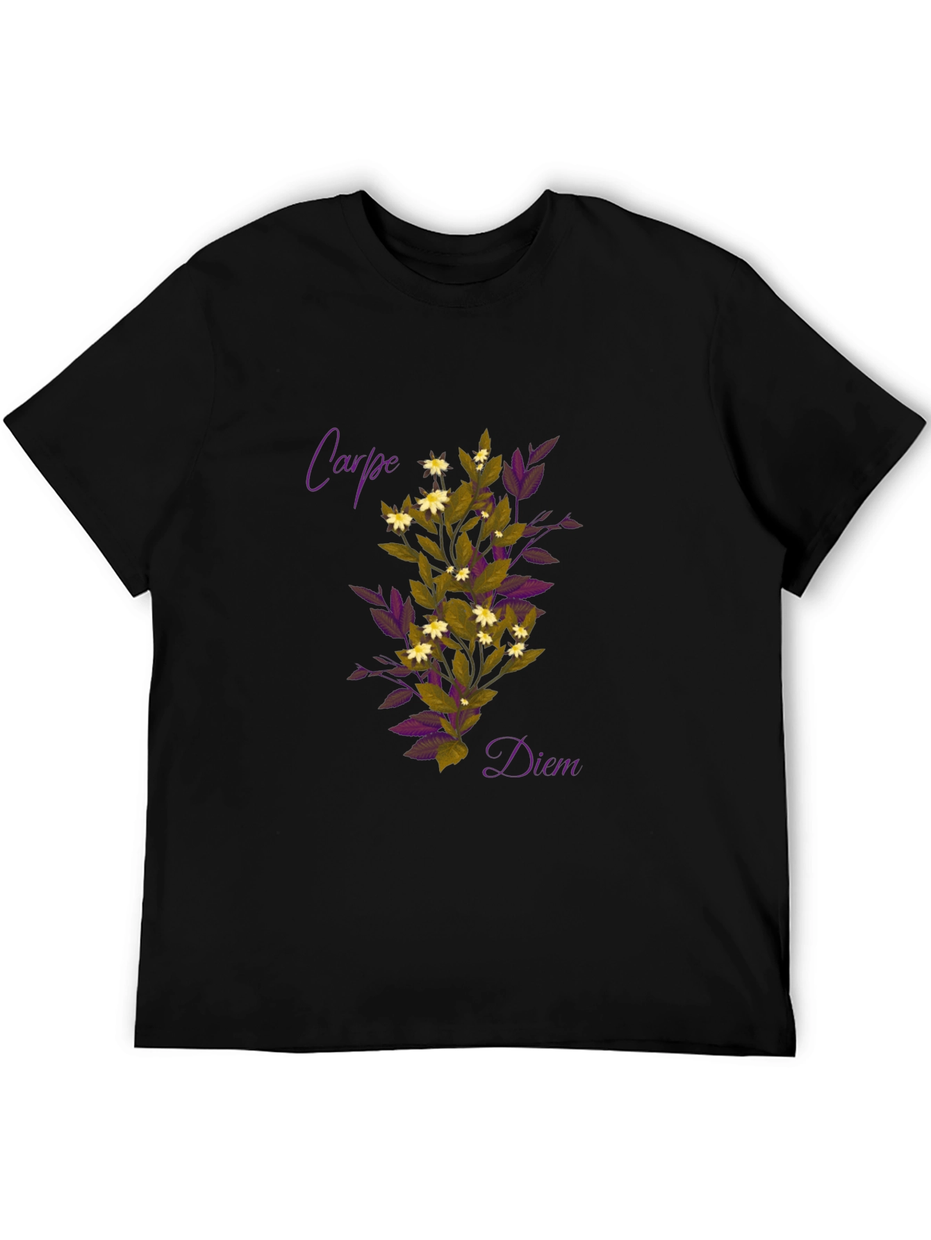 Carpe Diem Floral Graphic Black T-Shirt