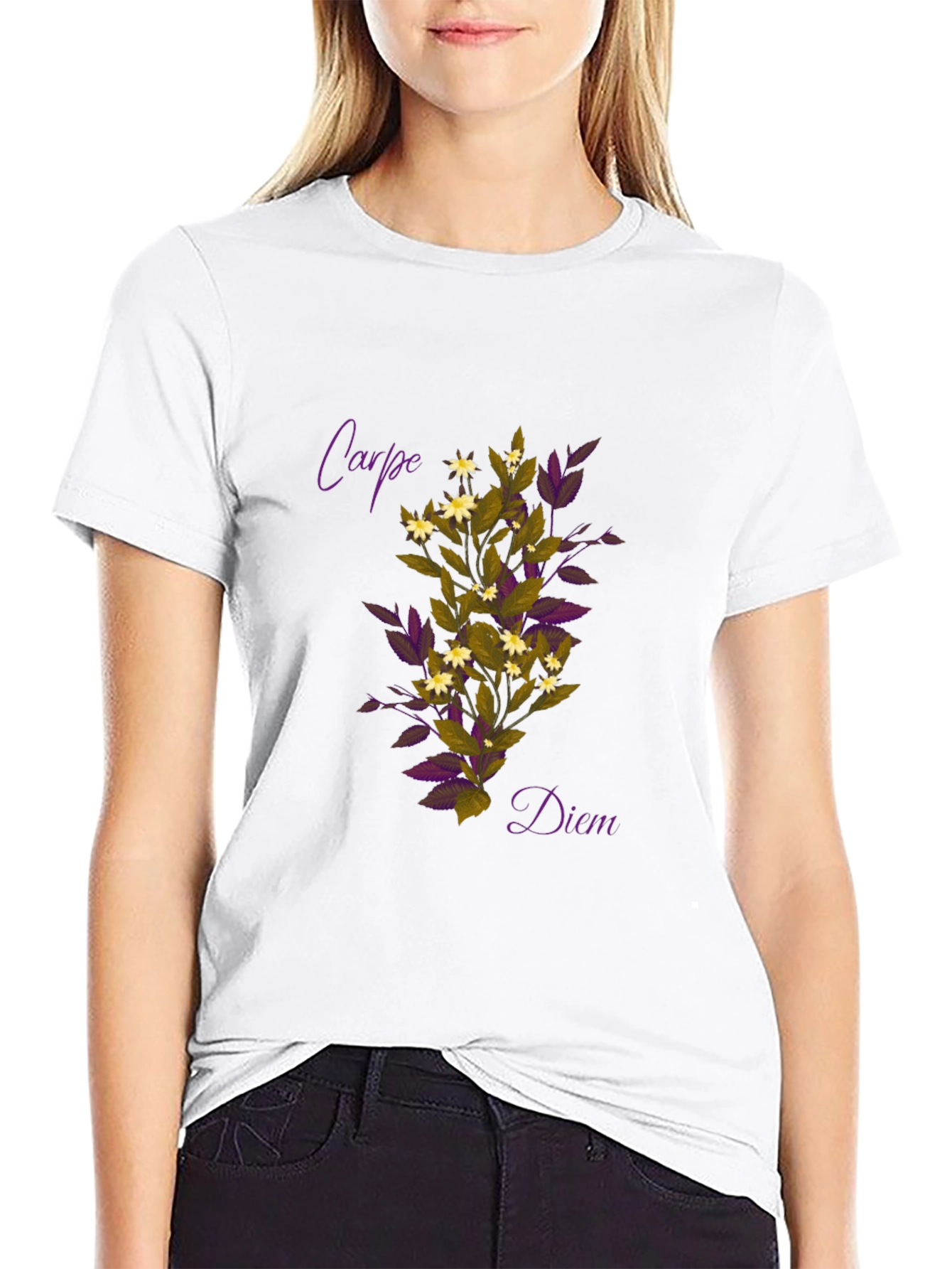 Carpe Diem Floral Graphic Black T-Shirt