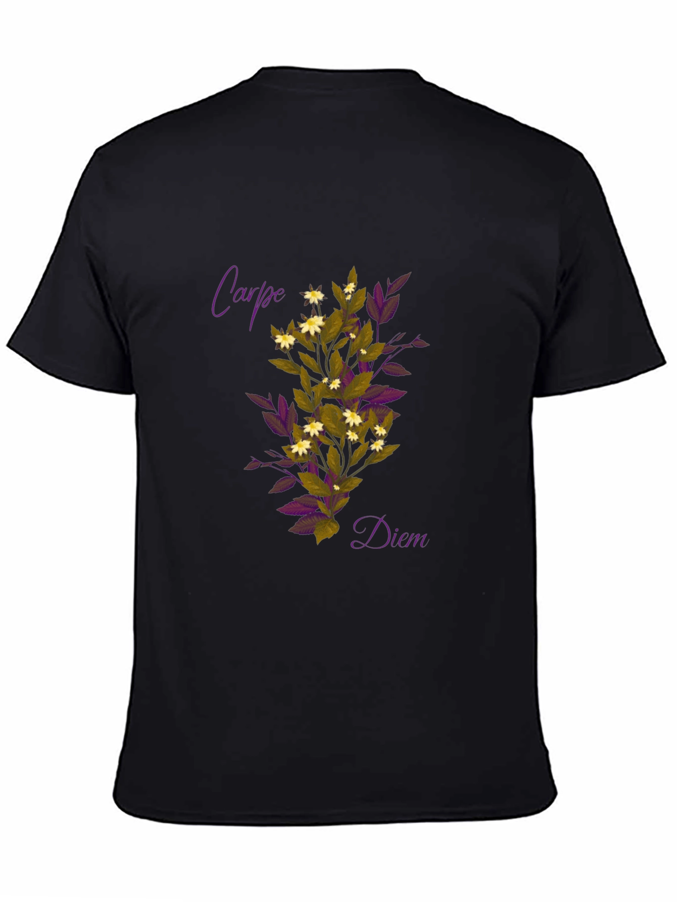 Carpe Diem Floral Graphic Black T-Shirt