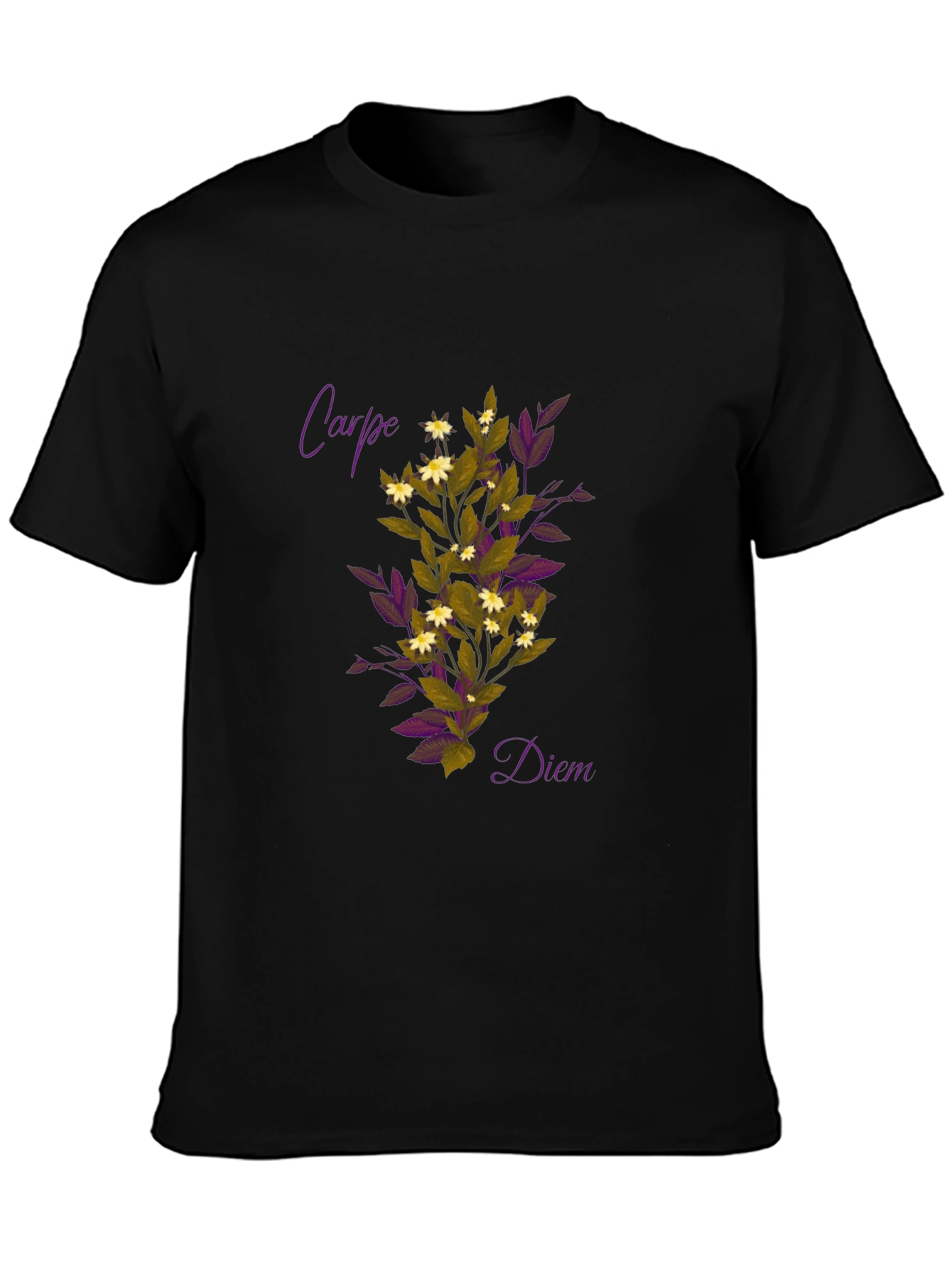 Carpe Diem Floral Graphic Black T-Shirt