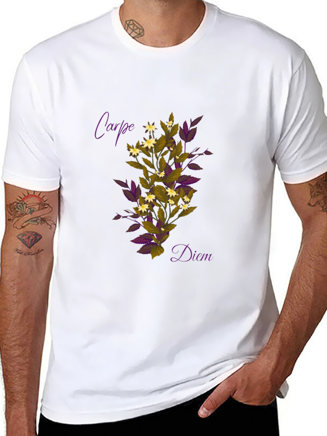 Carpe Diem Floral Graphic Black T-Shirt