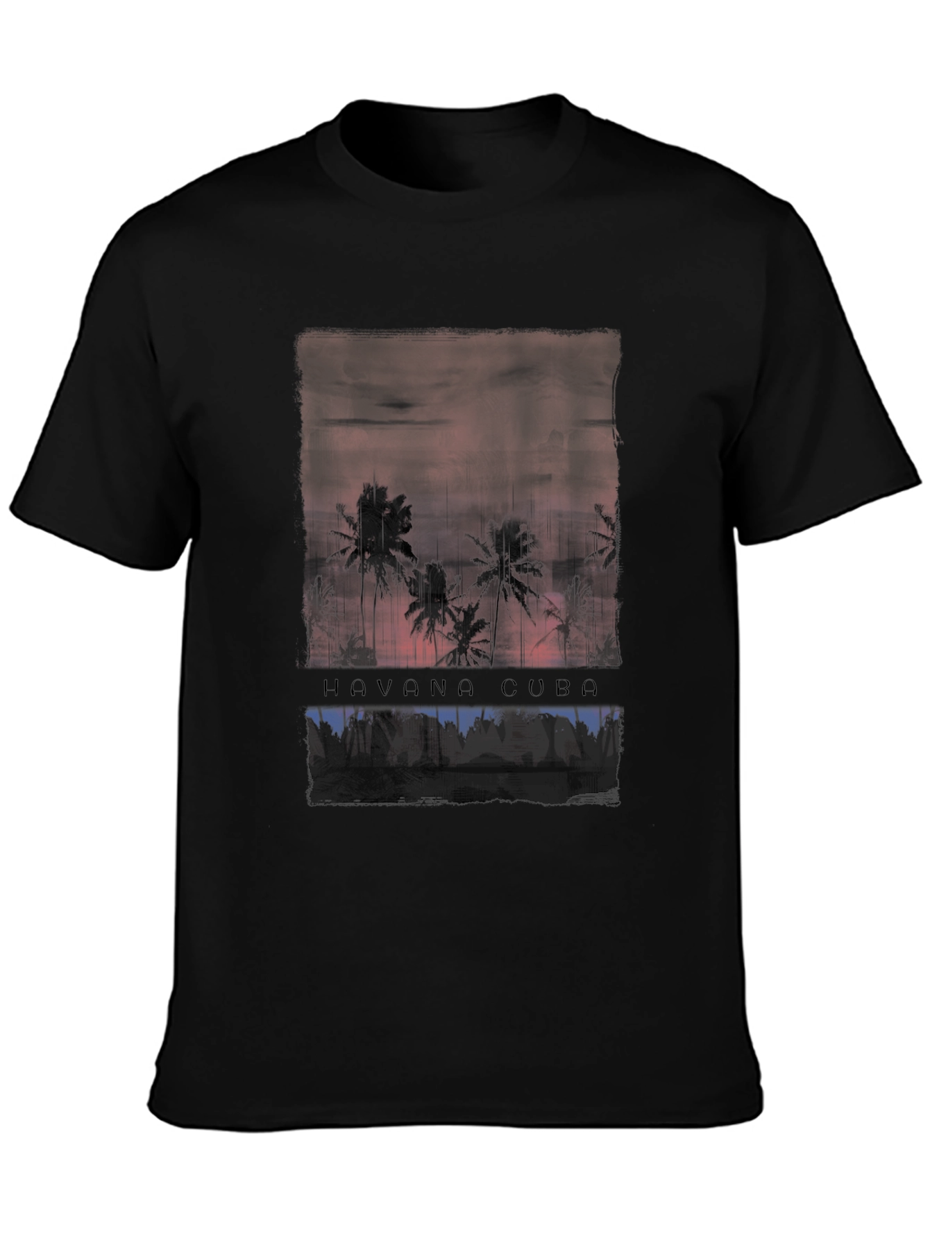 Havana Cuba Palm Tree Sunset Graphic Tee