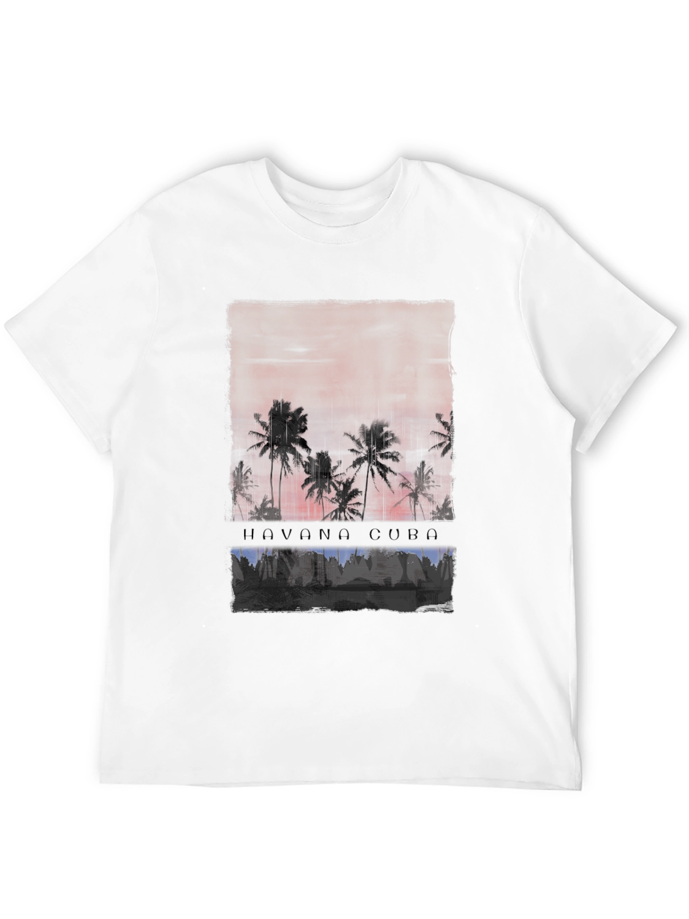 Havana Cuba Palm Tree Sunset Graphic Tee