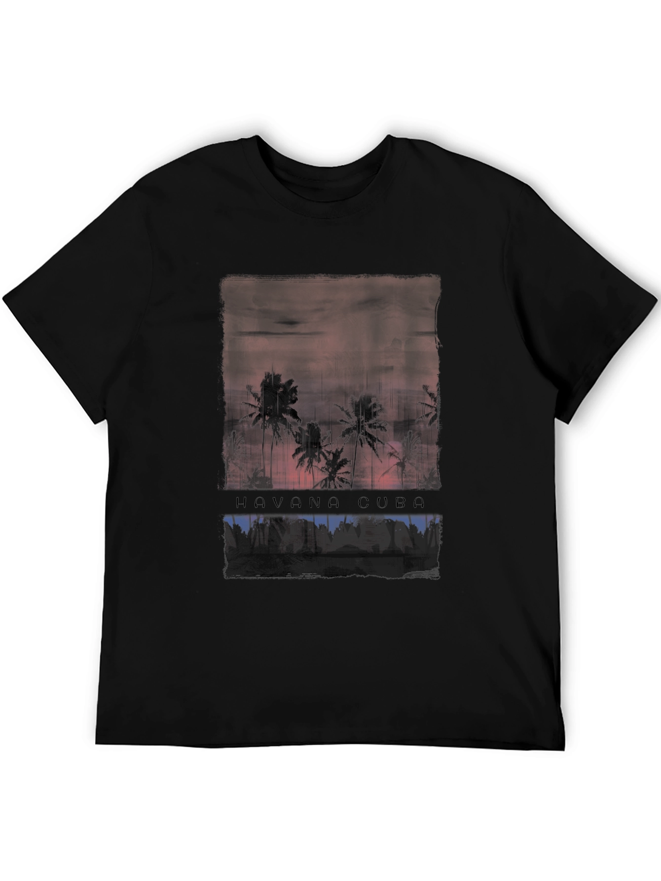 Havana Cuba Palm Tree Sunset Graphic Tee