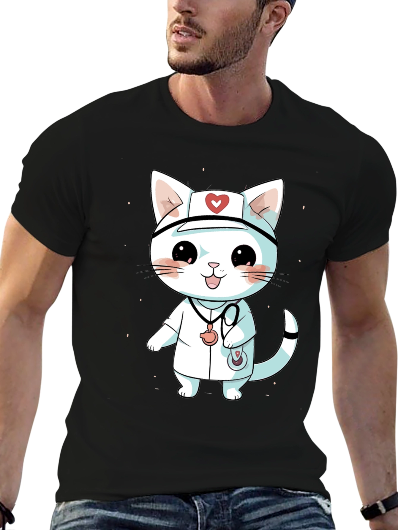Cute Cartoon Cat Nurse T-Shirt