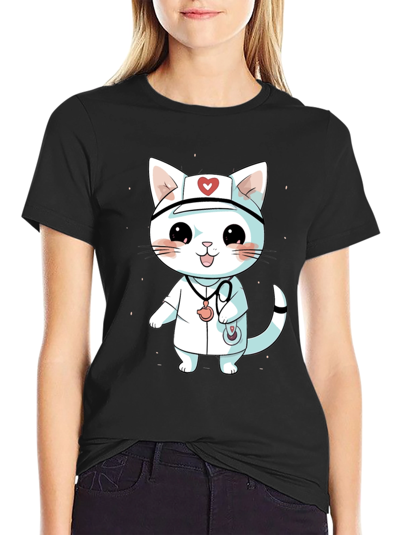 Cute Cartoon Cat Nurse T-Shirt