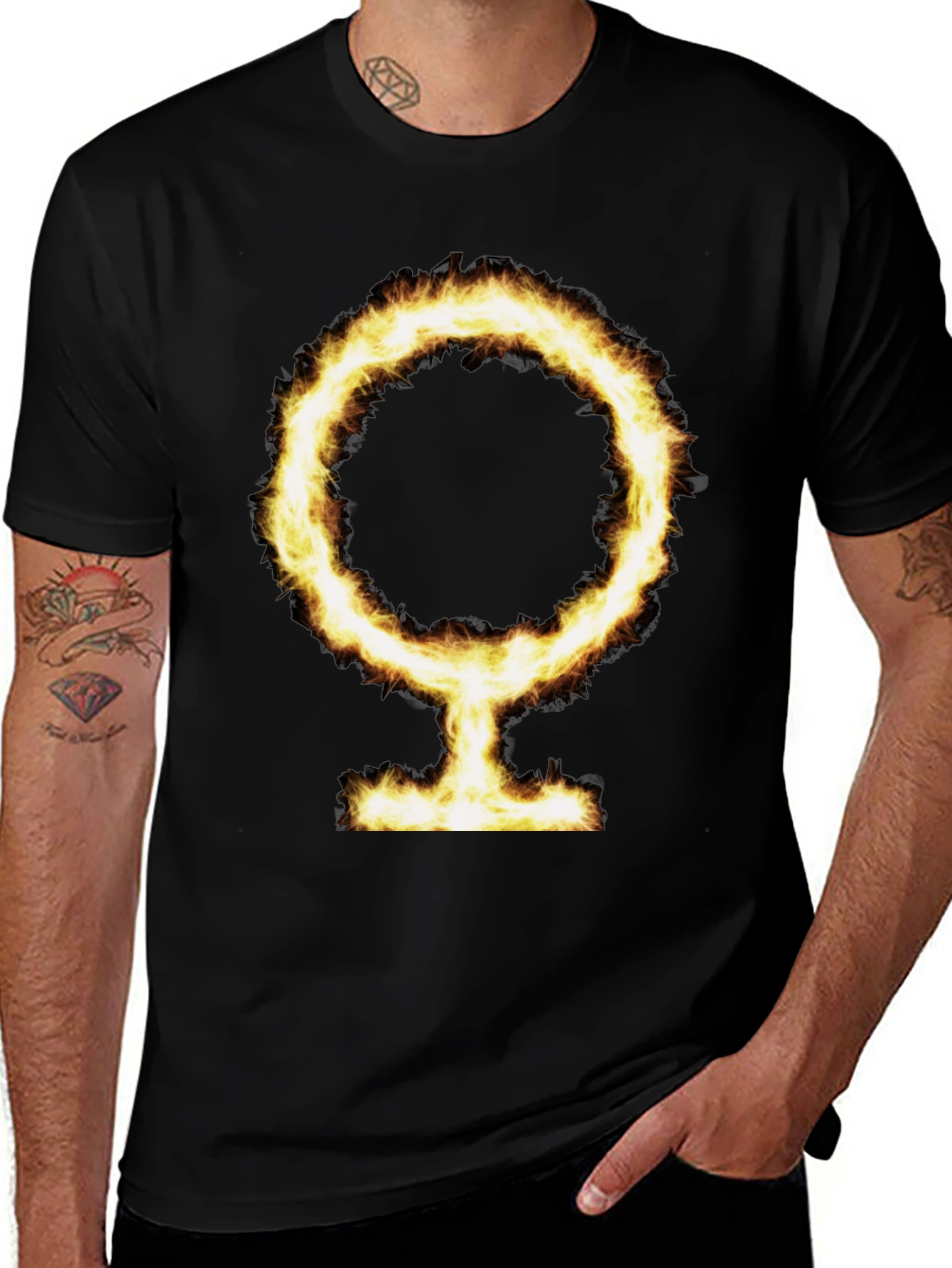 Flaming Symbol Black T-Shirt