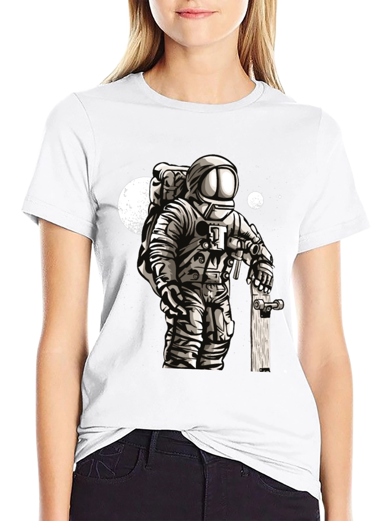 Astronaut Skateboarder Graphic Tee - Cool Space T-Shirt