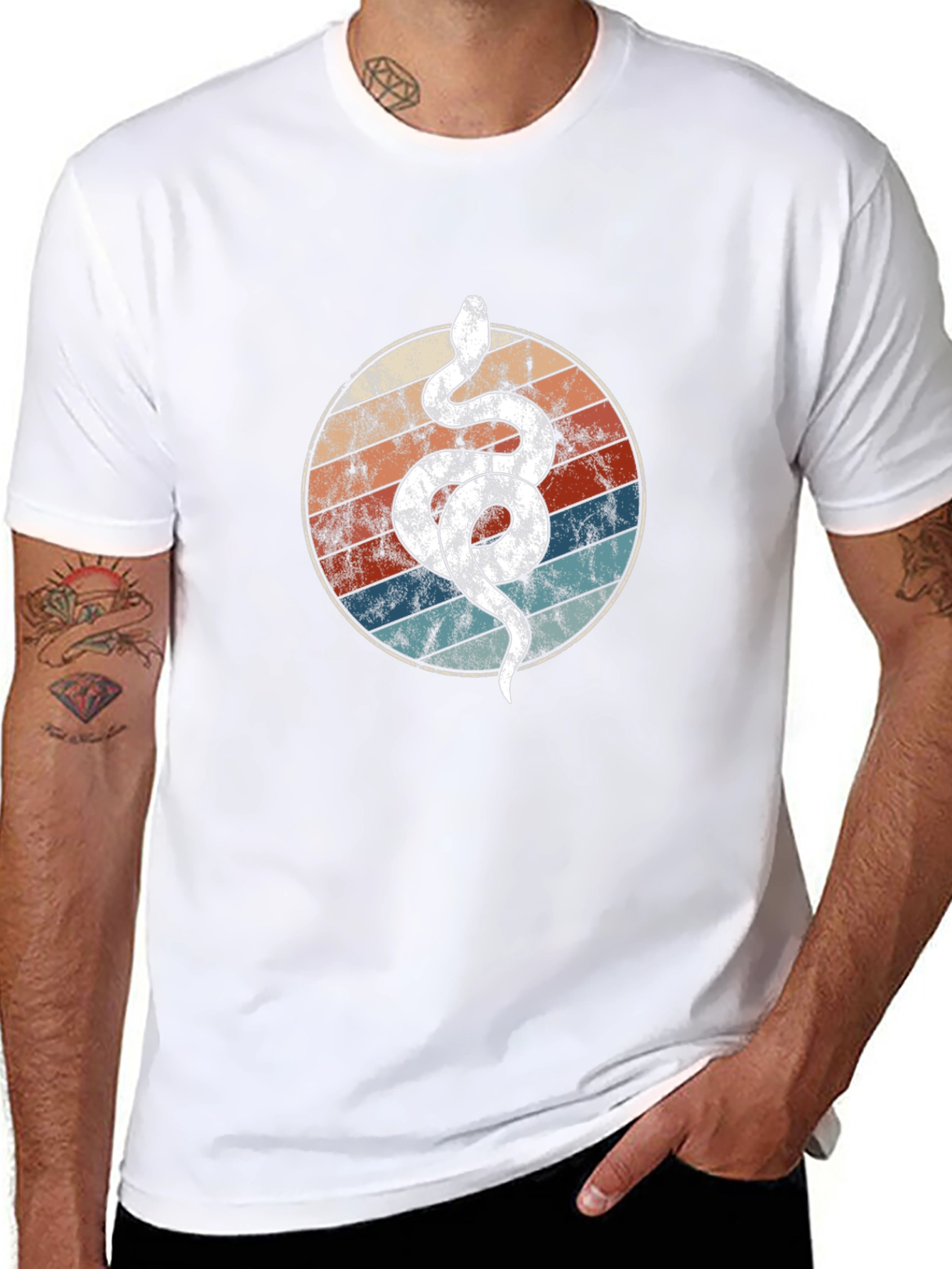 Retro Snake Circle Graphic Tee - Cool & Unique
