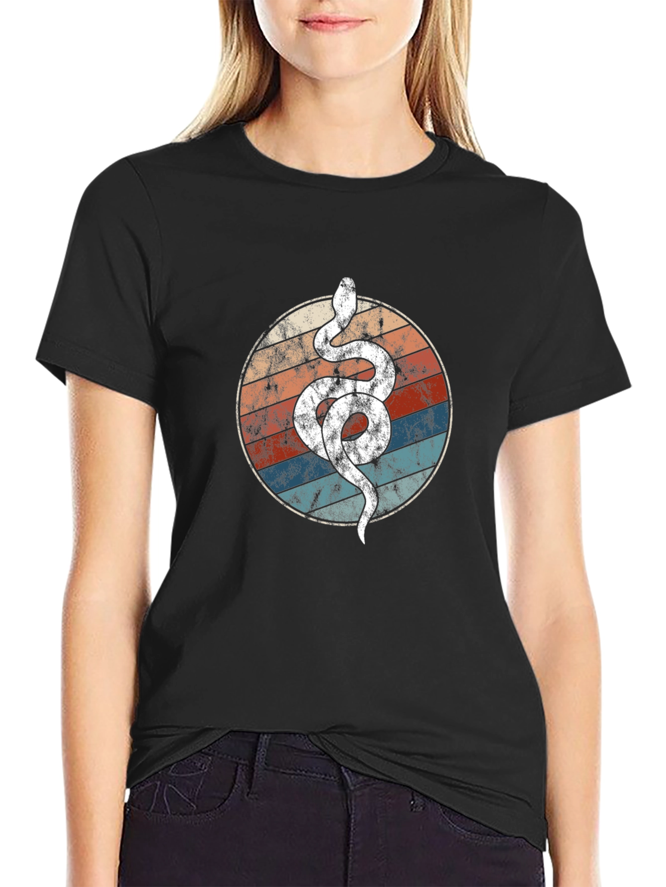 Retro Snake Circle Graphic Tee - Cool & Unique