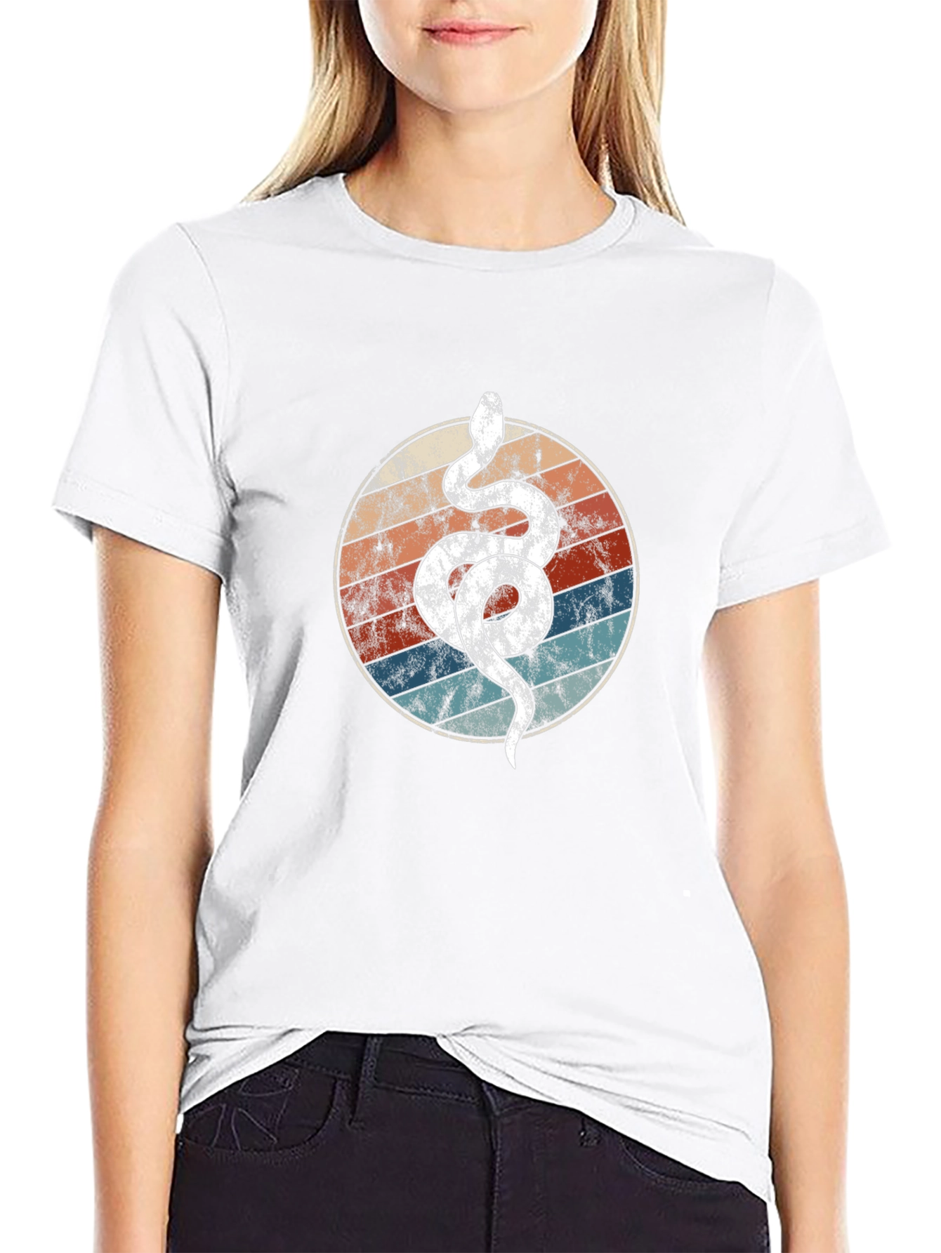 Retro Snake Circle Graphic Tee - Cool & Unique