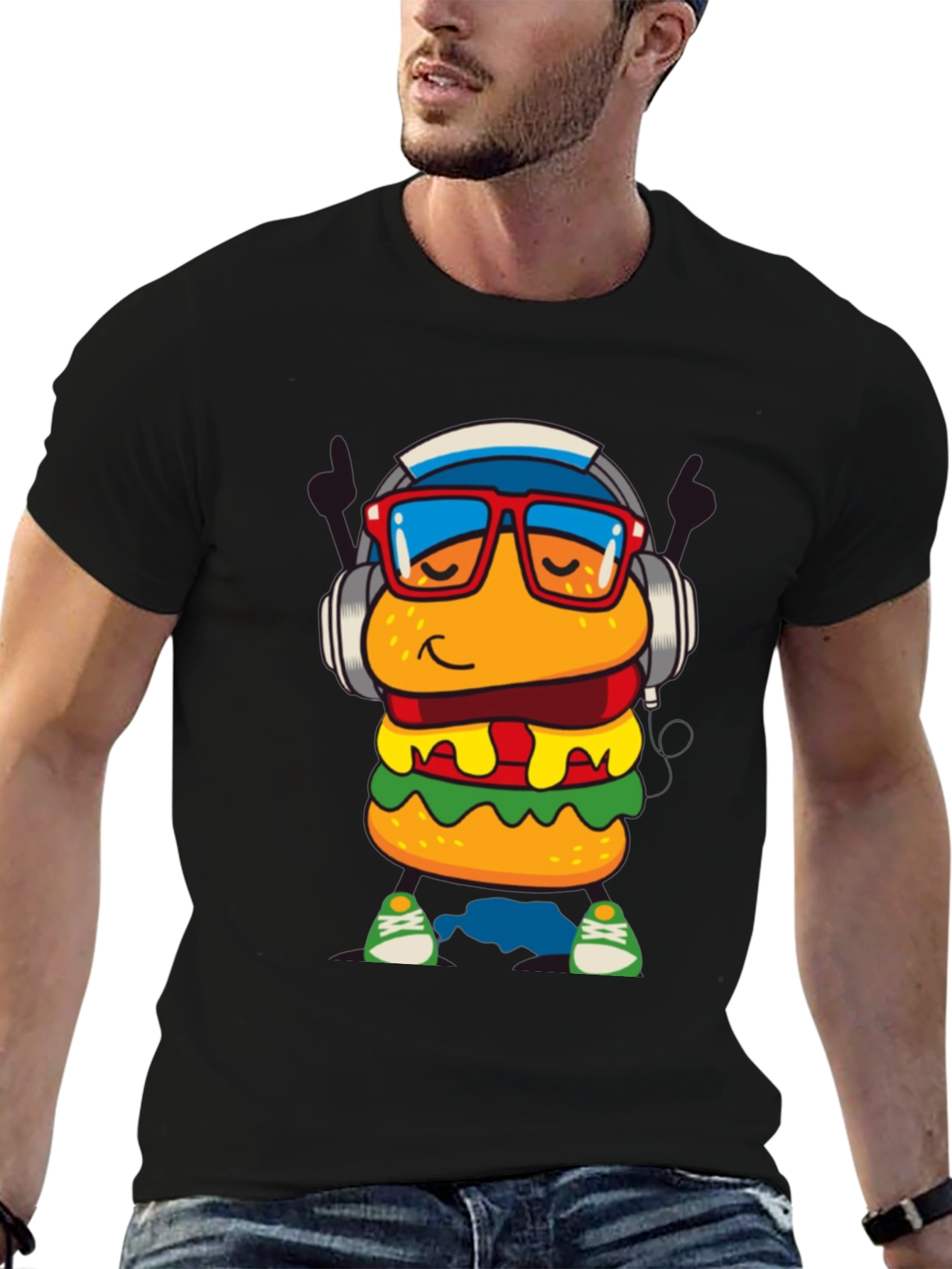 Burger Dude Graphic Tee - Black Short Sleeve