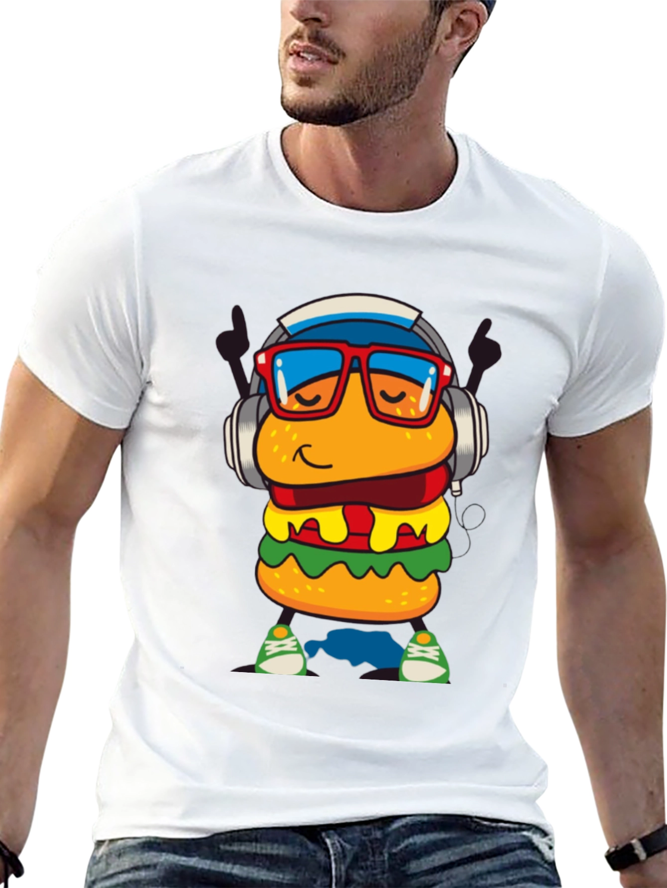 Burger Dude Graphic Tee - Black Short Sleeve