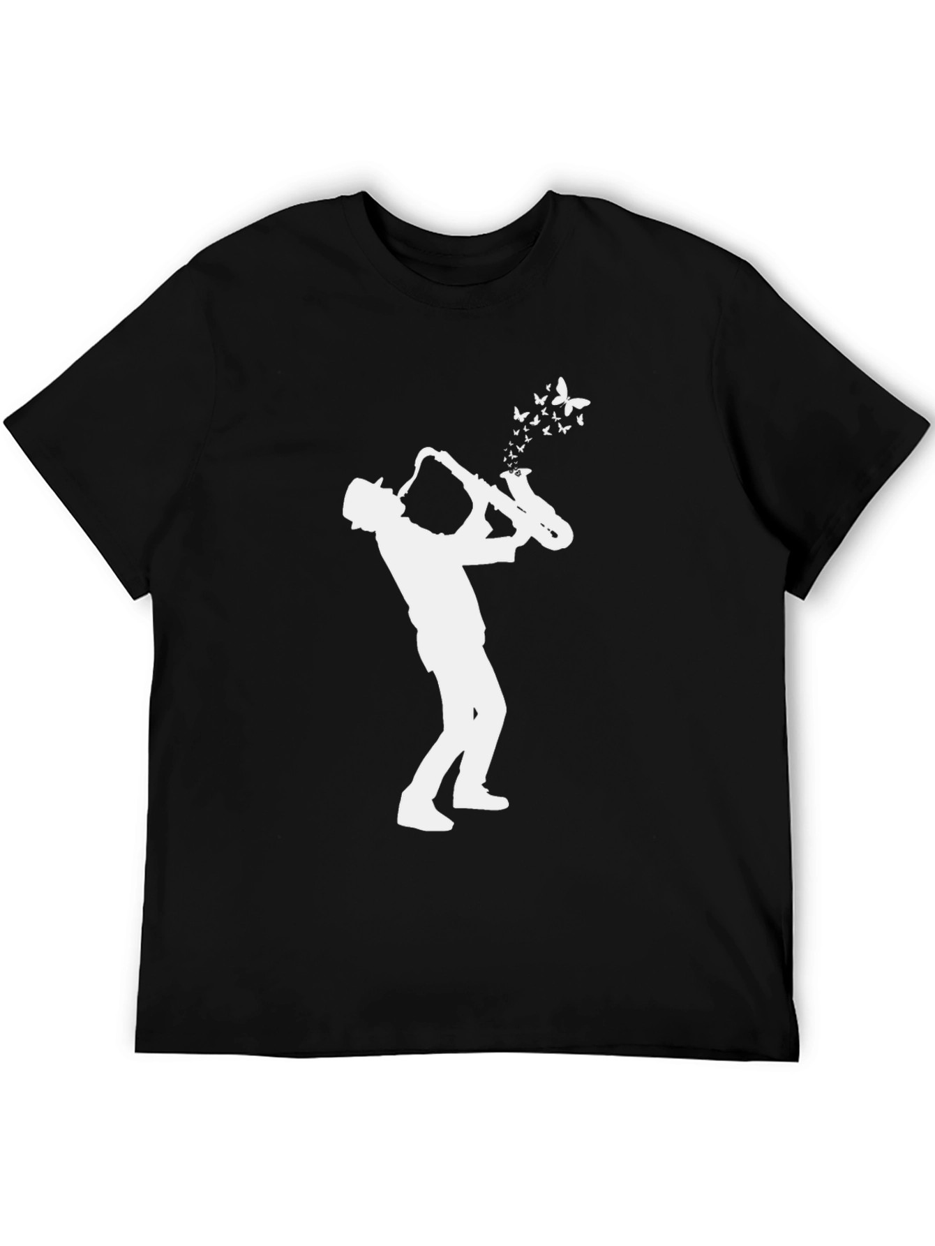 Saxophone Player Butterfly Black T-Shirt