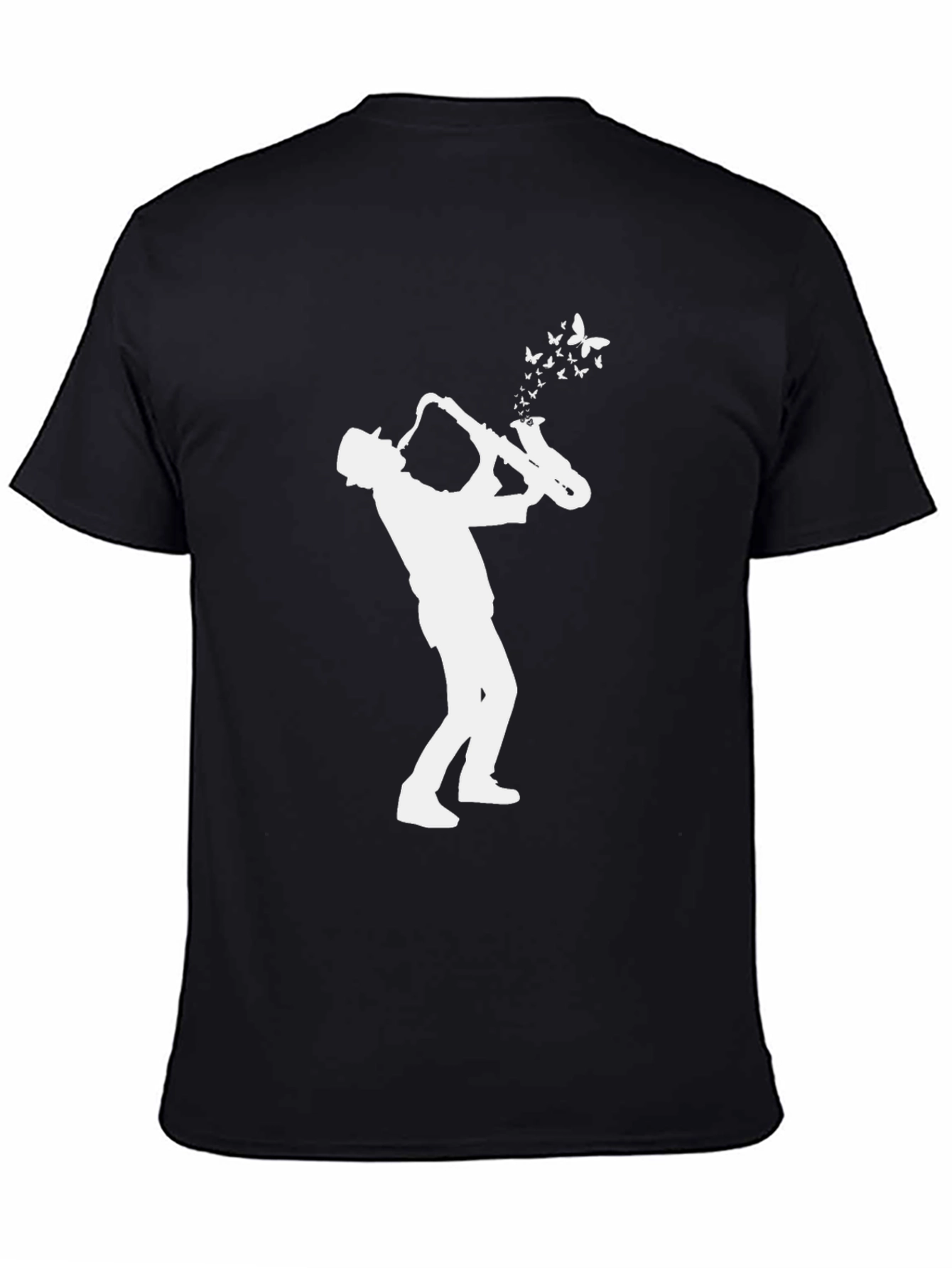 Saxophone Player Butterfly Black T-Shirt