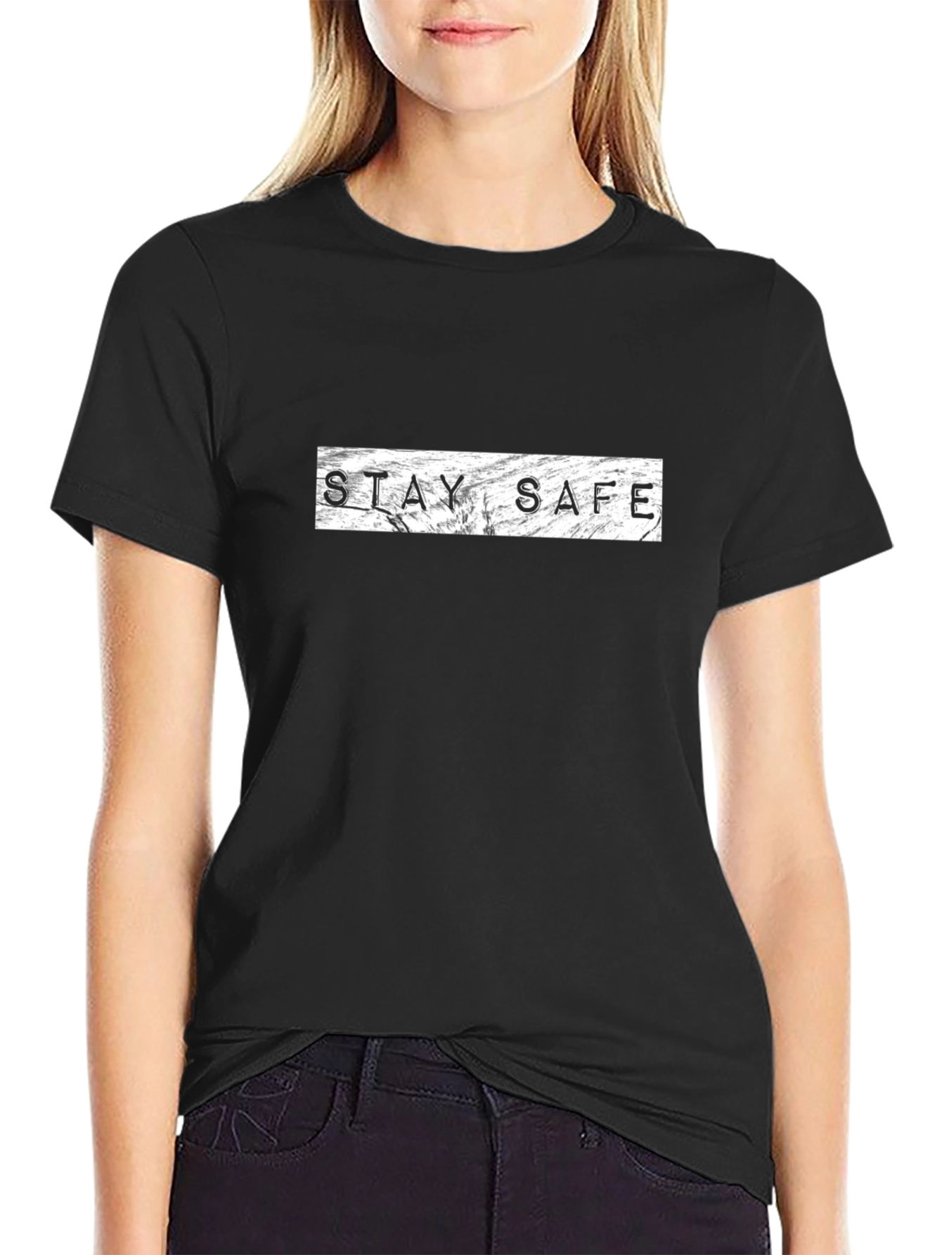 Stay Safe Graphic Black T-Shirt