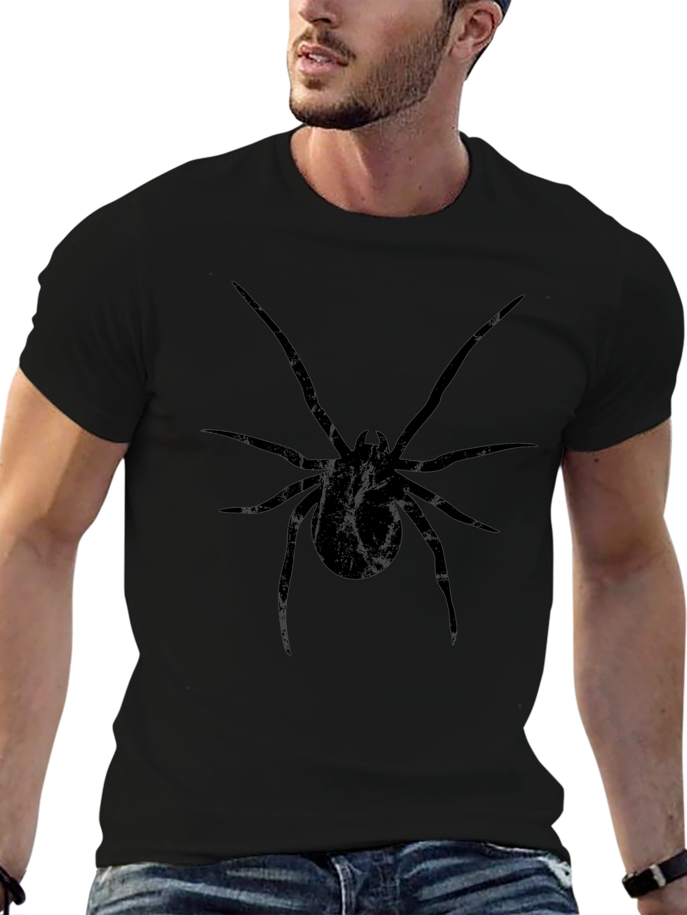 Black Spider Graphic Tee - Halloween Ready!