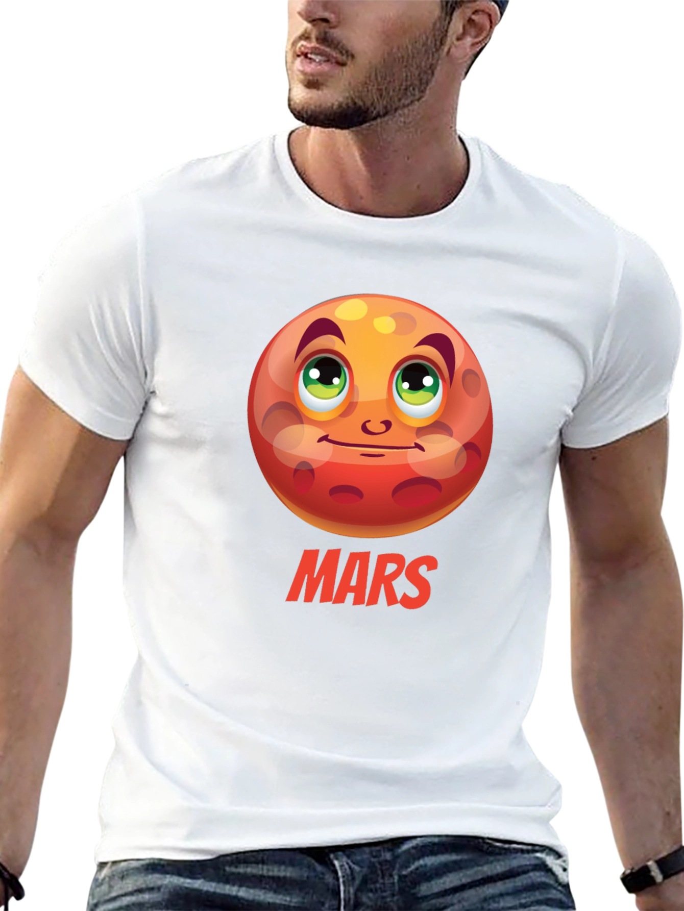 Mars Planet Cartoon Graphic T-Shirt