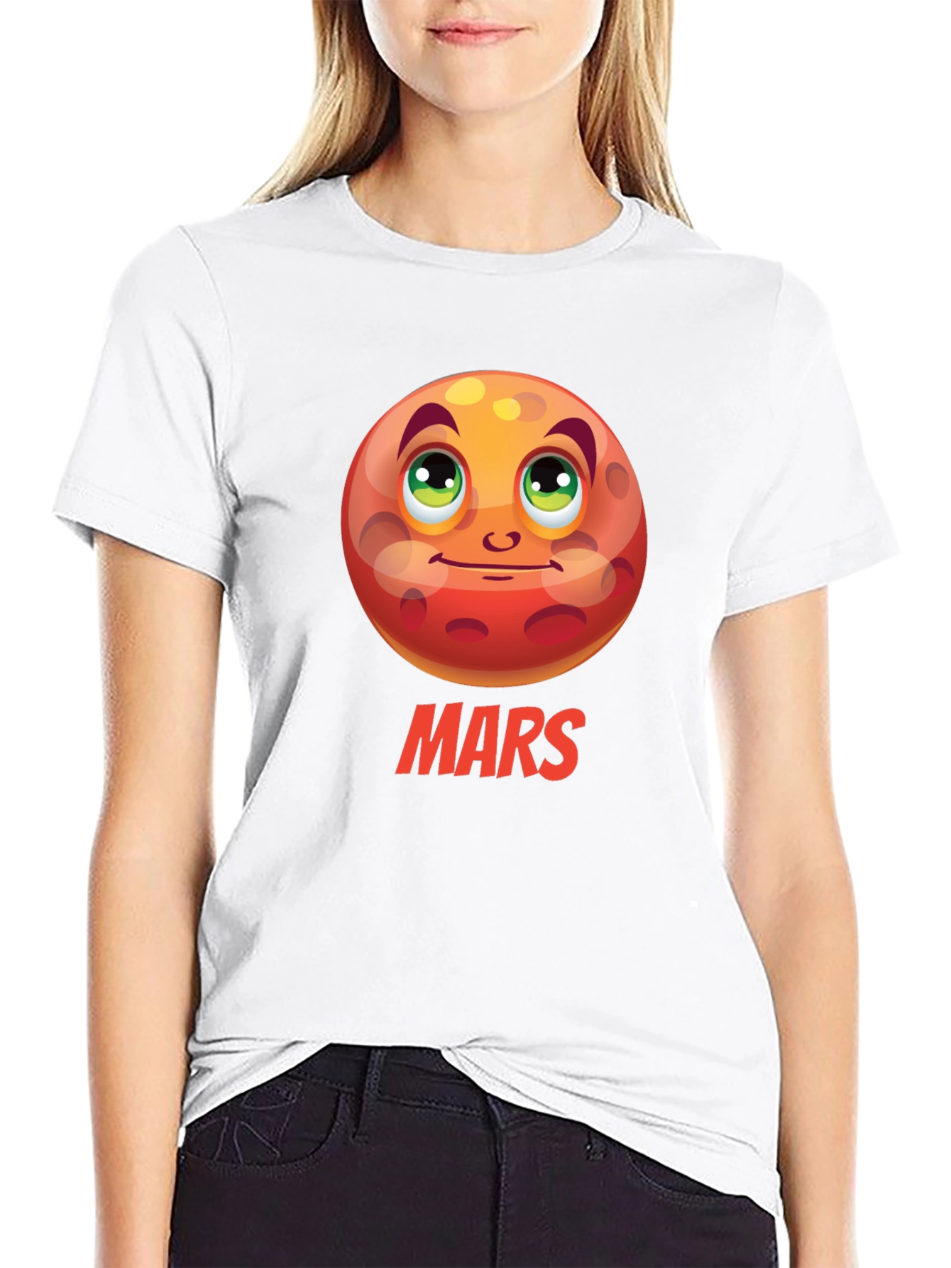Mars Planet Cartoon Graphic T-Shirt