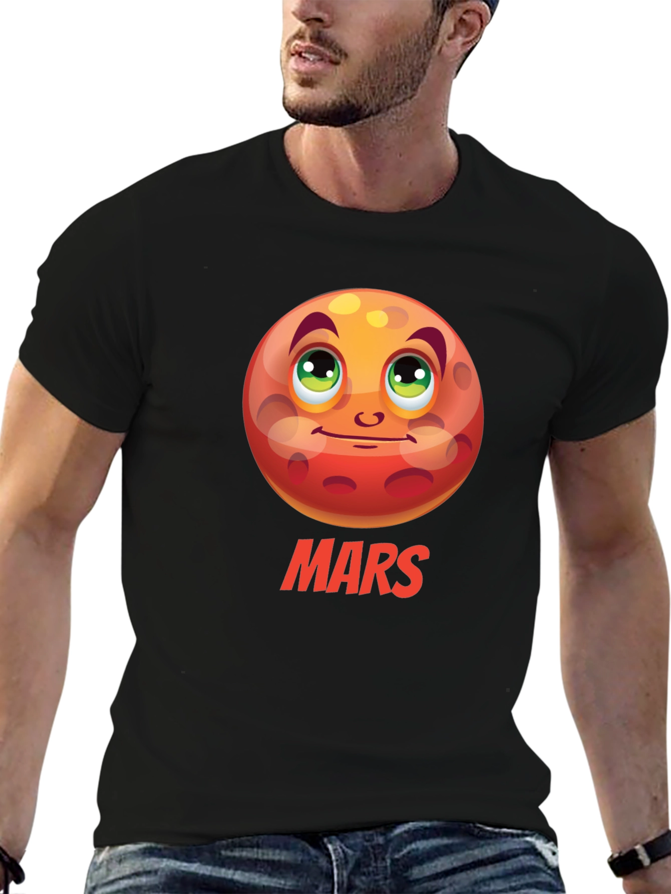 Mars Planet Cartoon Graphic T-Shirt