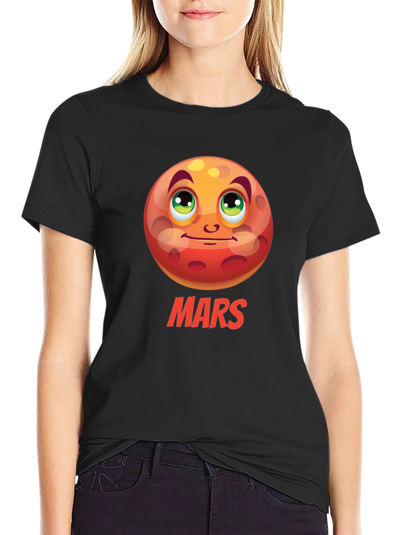Mars Planet Cartoon Graphic T-Shirt