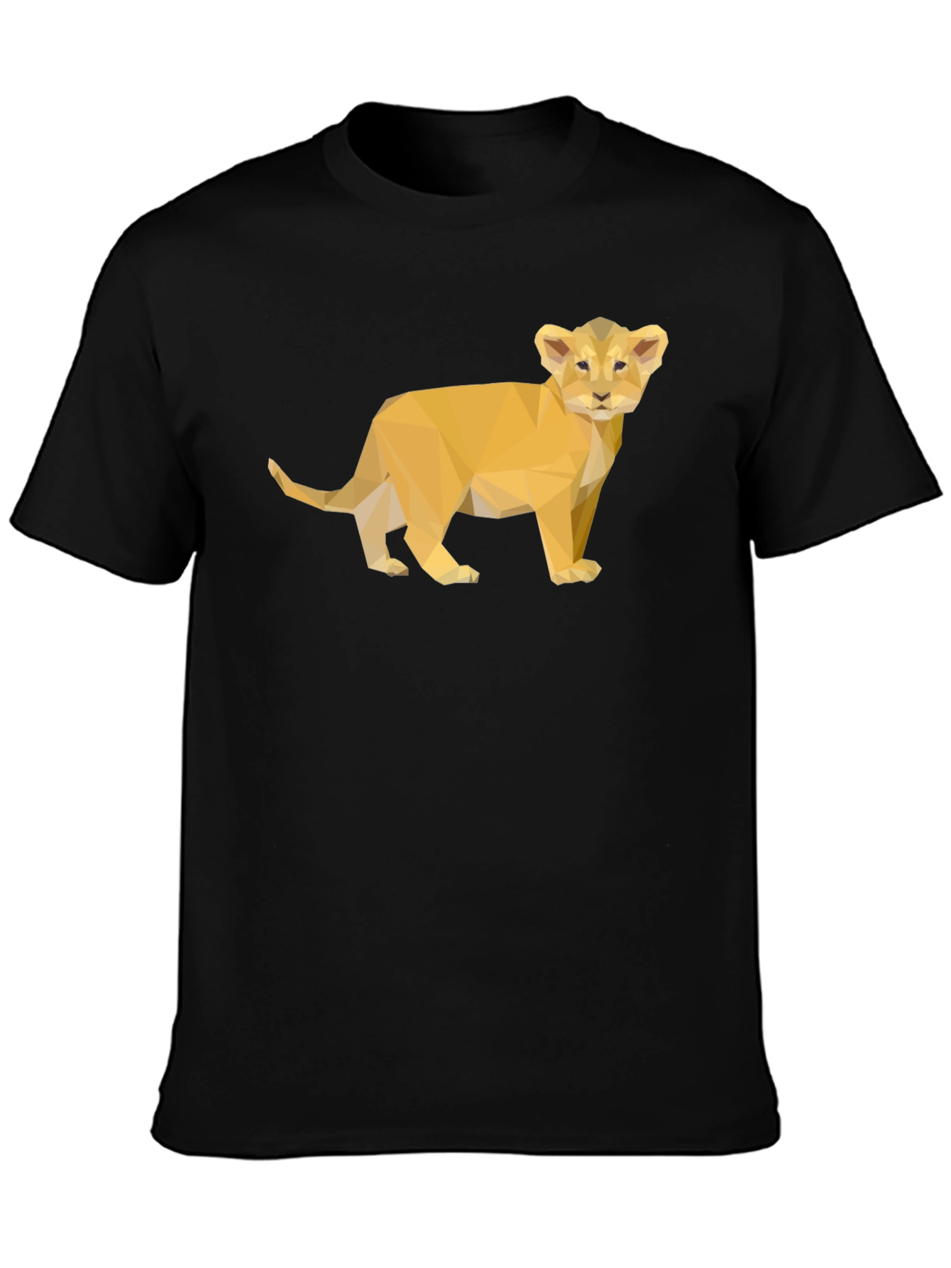 Geometric Lion Cub Tee - Stylish Black T-Shirt