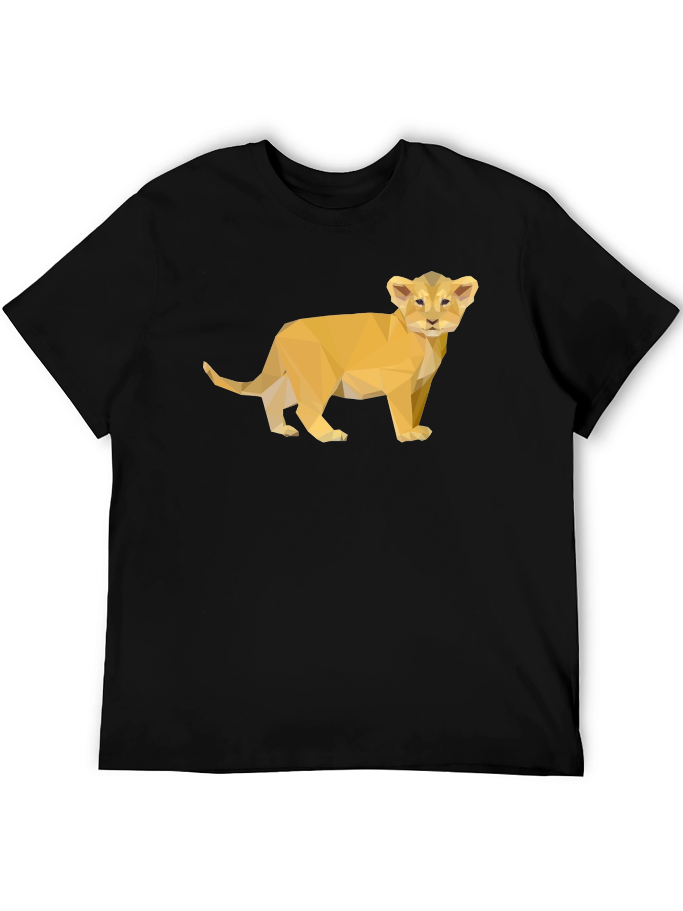 Geometric Lion Cub Tee - Stylish Black T-Shirt
